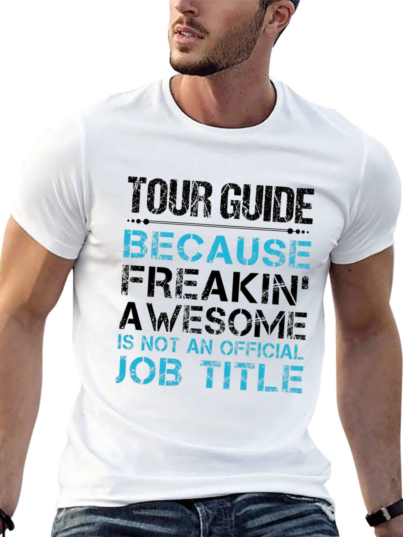 Black Tour Guide Freakin' Awesome Job Title T-Shirt view 13