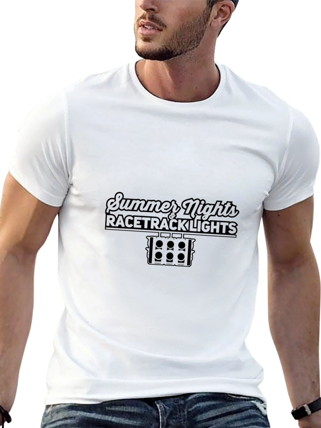 Black Summer Nights Racetrack Lights Graphic Tee view 13