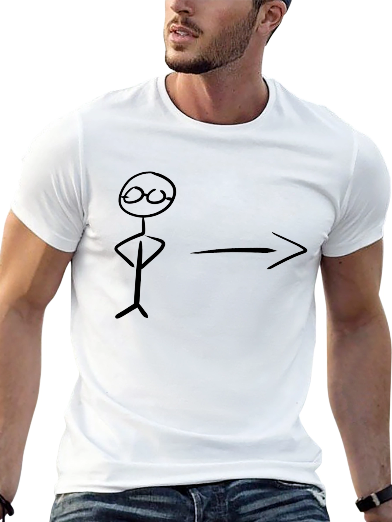 Black Funny Stick Figure Black T-Shirt view 13