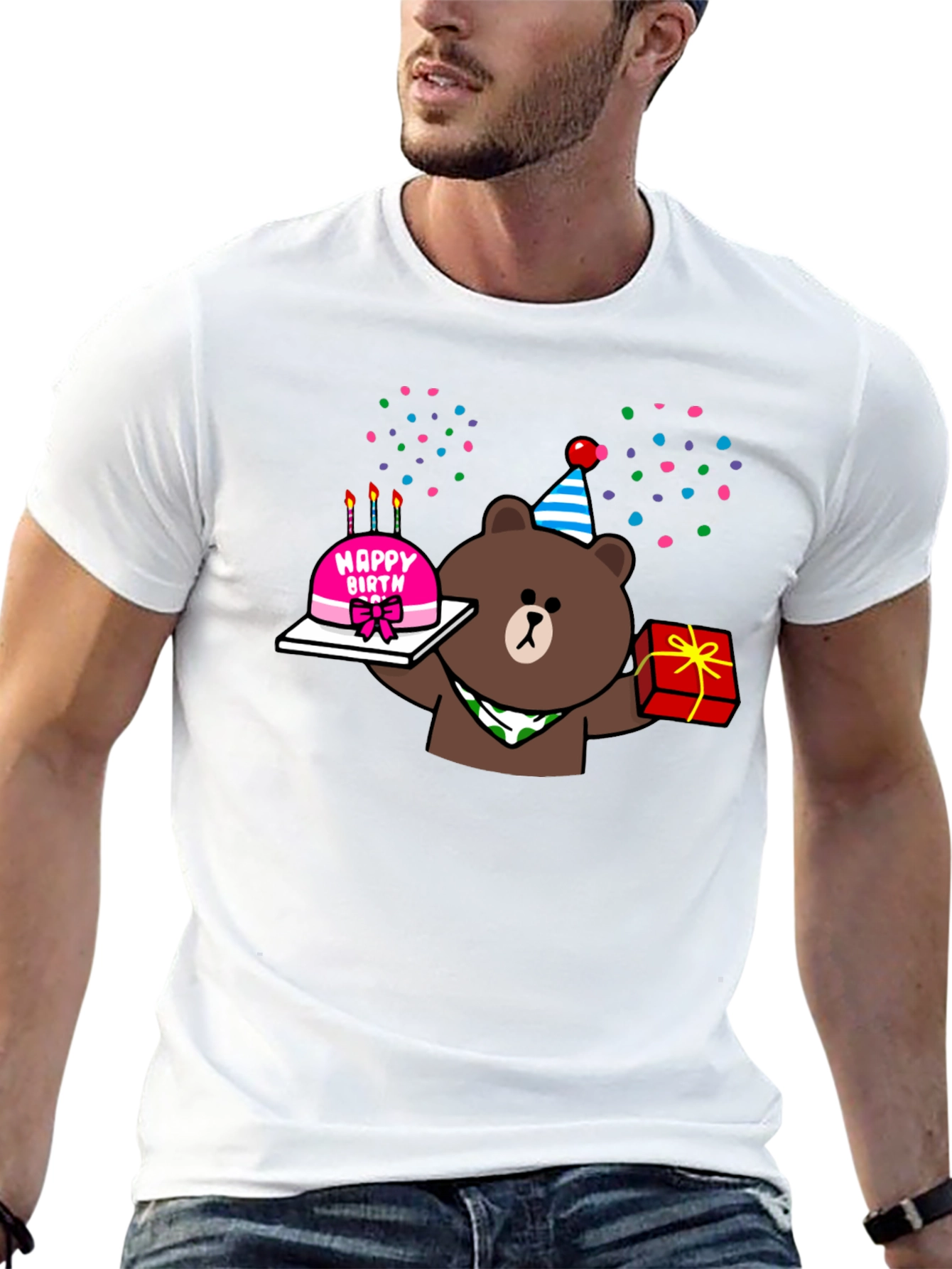 Black Birthday Bear Graphic Tee - Cute Party Shirt view 13