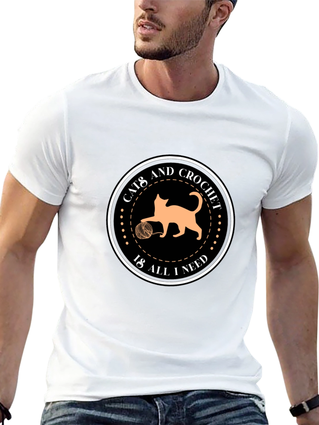 Black Cats and Crochet Graphic T-Shirt view 13