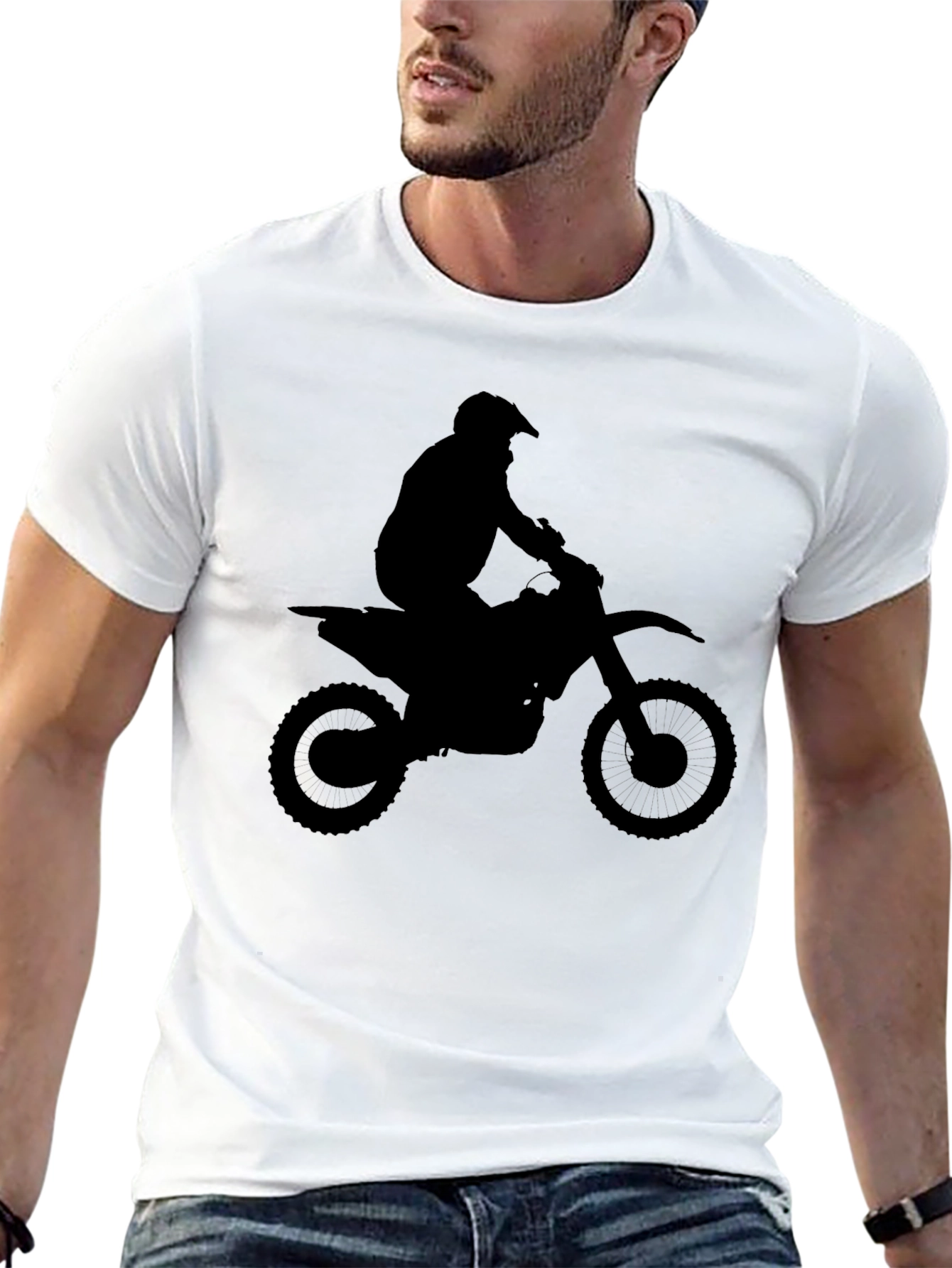Black Motocross Silhouette Black T-Shirt view 13