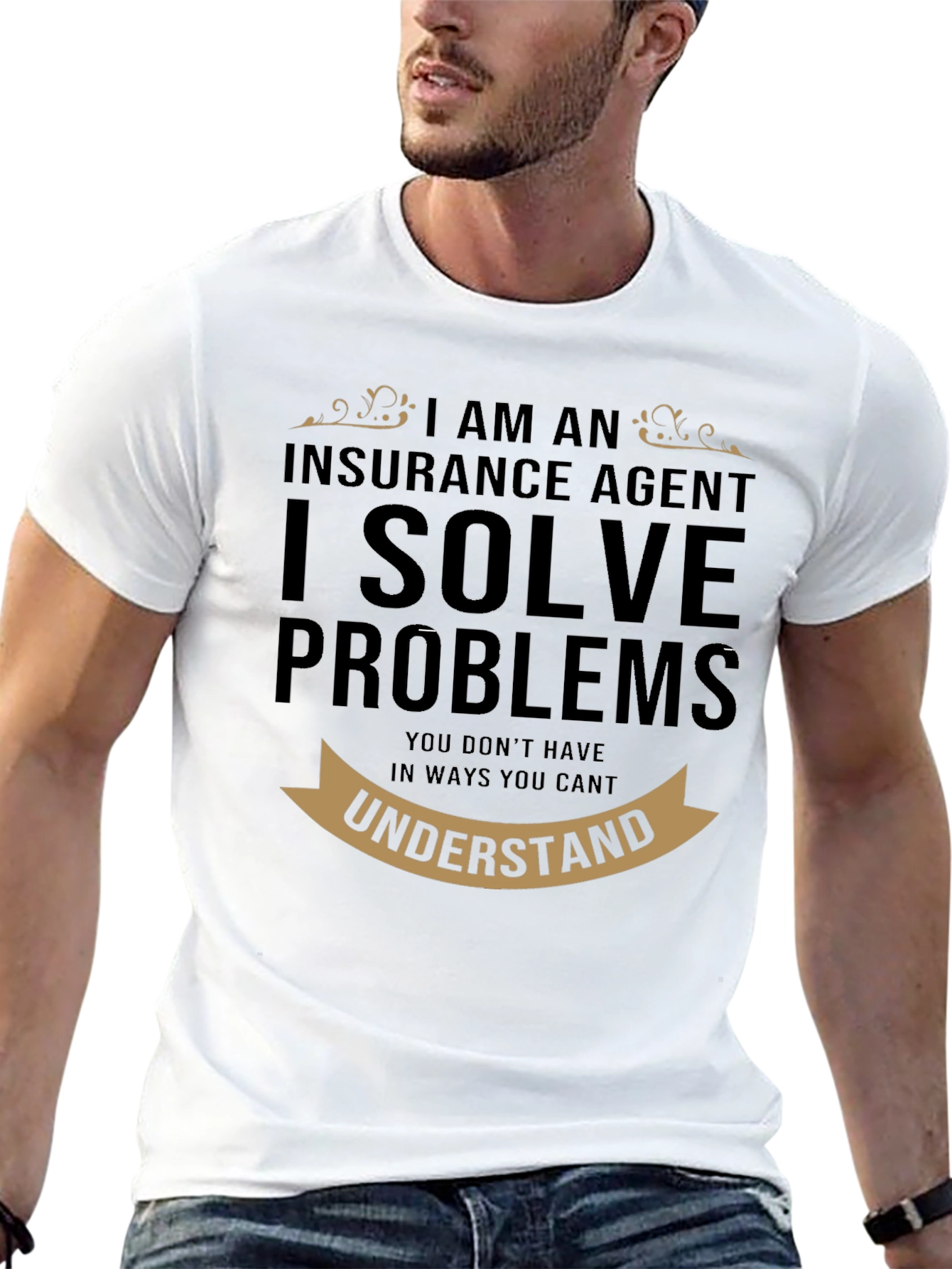Black Insurance Agent - I Solve Problems T-Shirt view 13