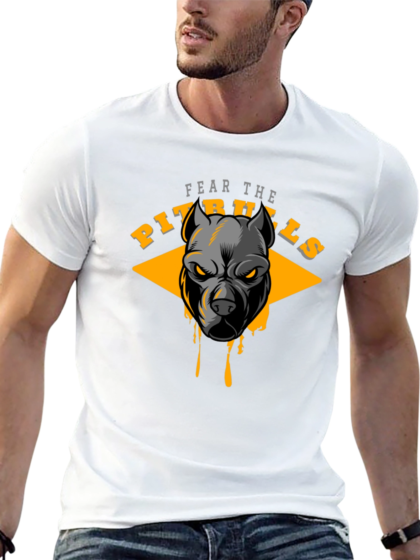 Black Fear the Pitbulls Graphic Tee view 13