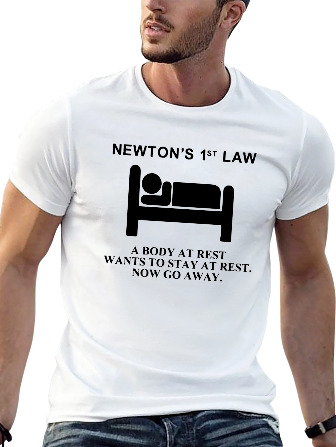 Black Newton's 1st Law Funny Physics T-Shirt view 13