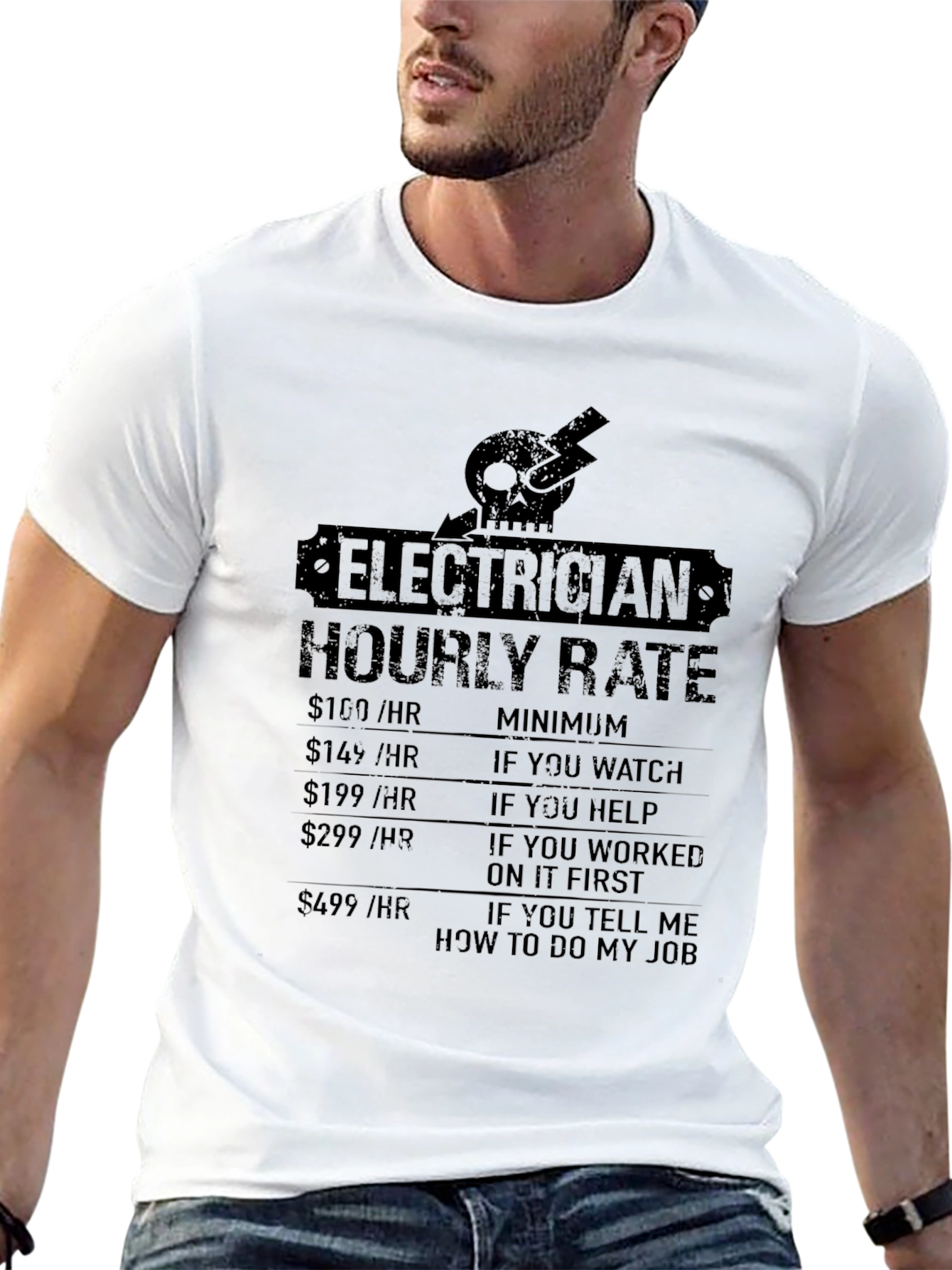 Black Electrician Hourly Rate Novelty T-Shirt view 13