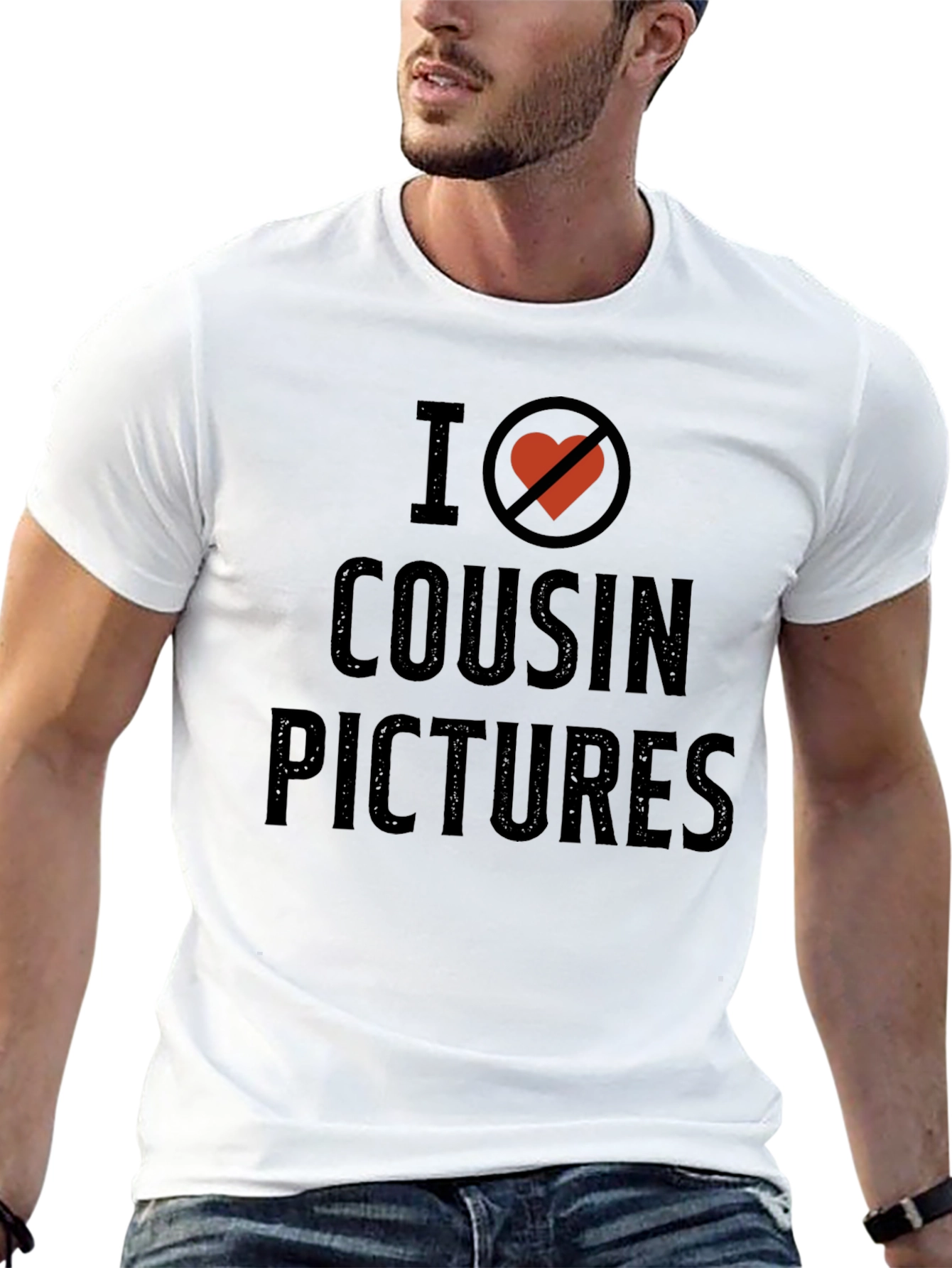 Black I (Heart Crossed Out) Cousin Pictures T-Shirt view 13