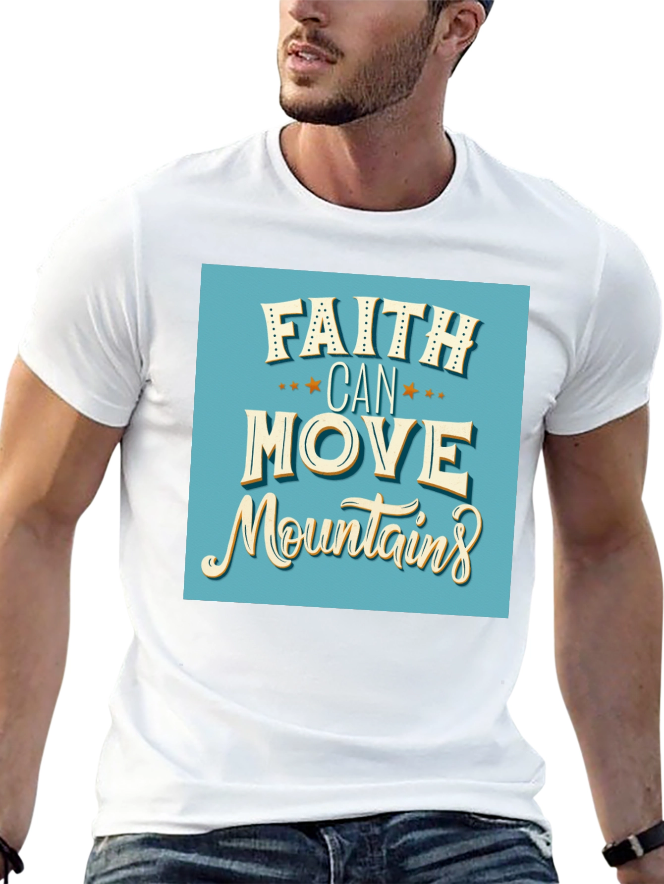 Black Faith Can Move Mountains Graphic Tee view 13