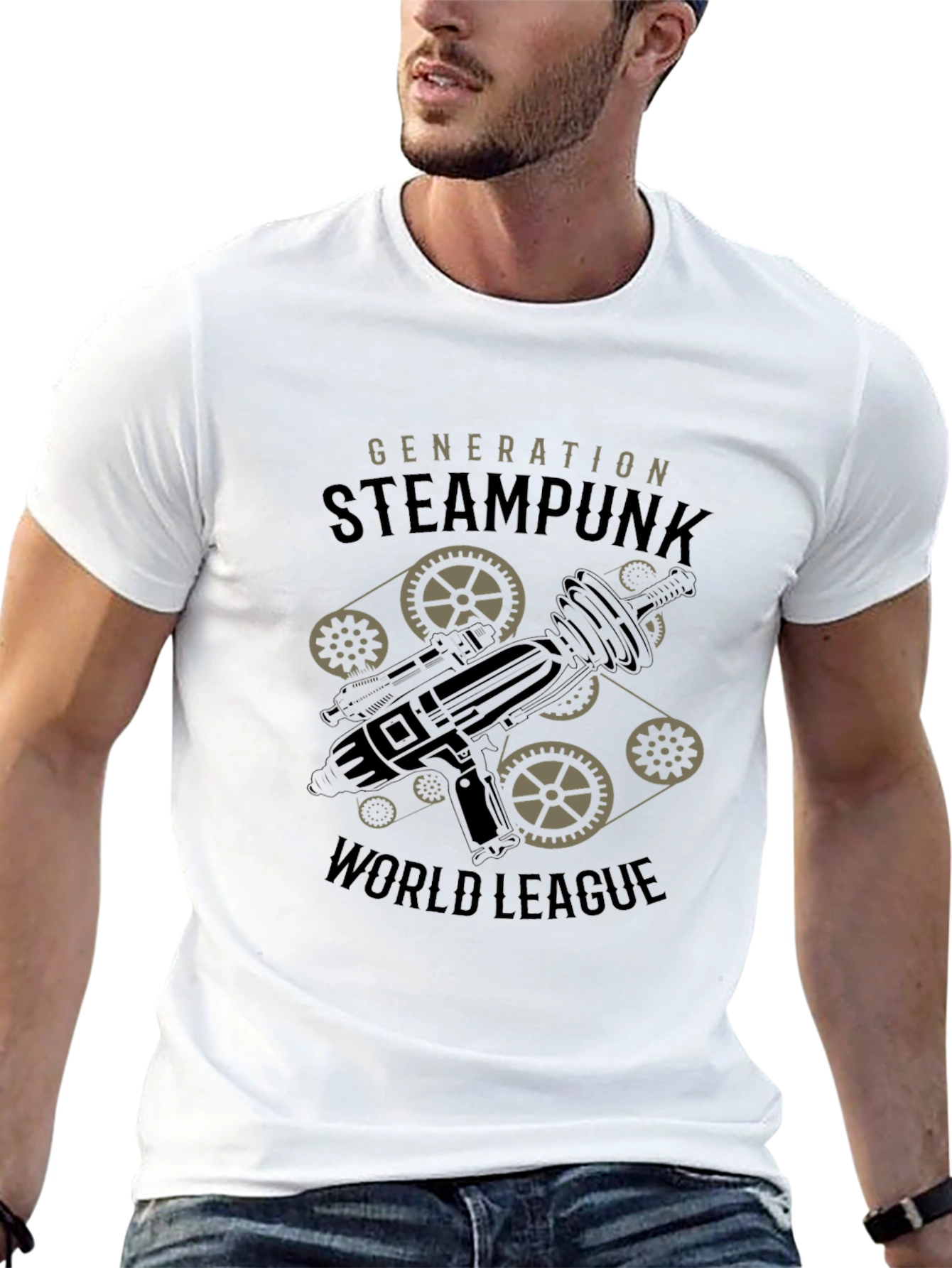 Black Steampunk Generation World League Black T-Shirt view 13