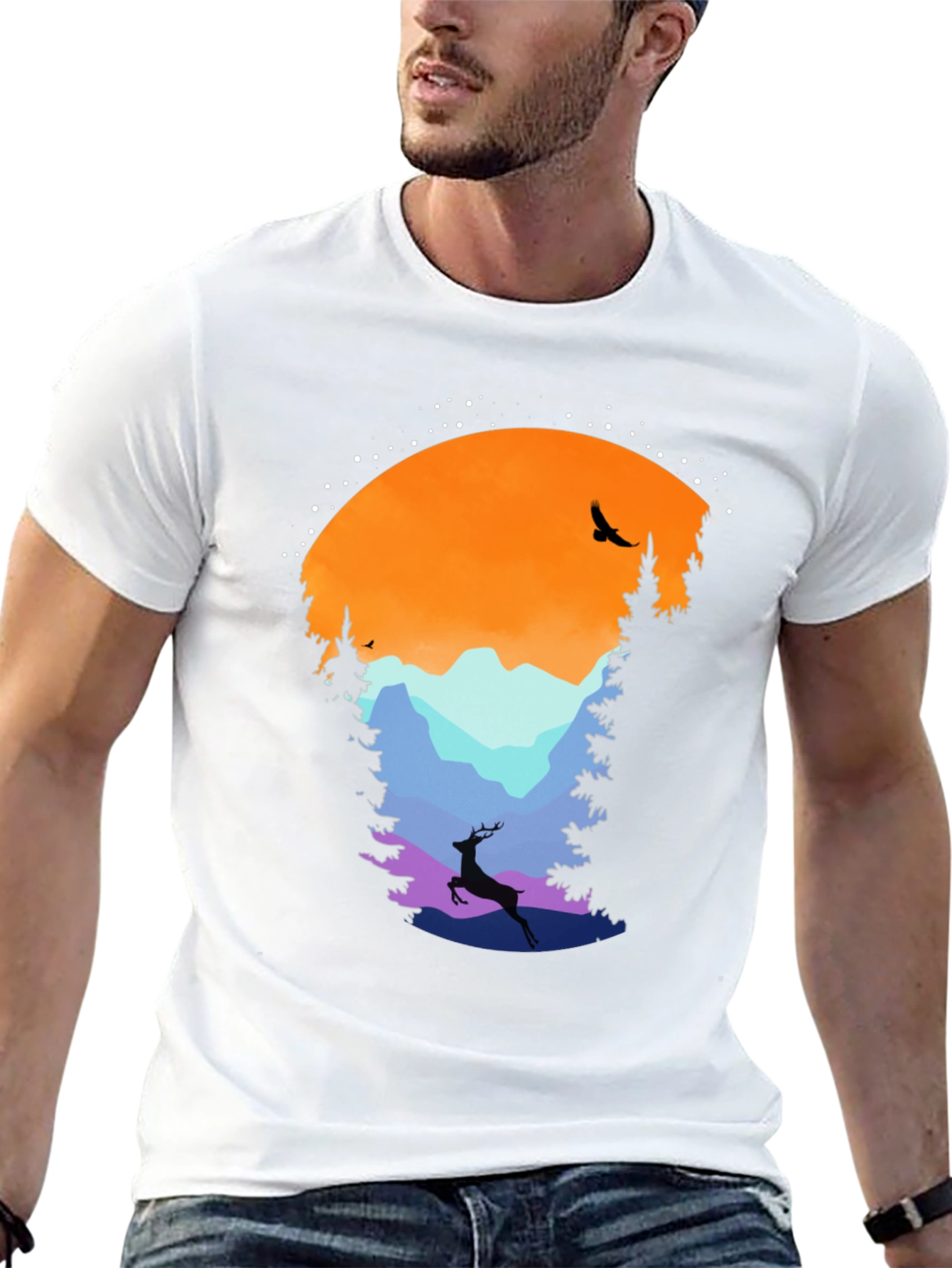 Black Nature Silhouette Graphic Tee view 13