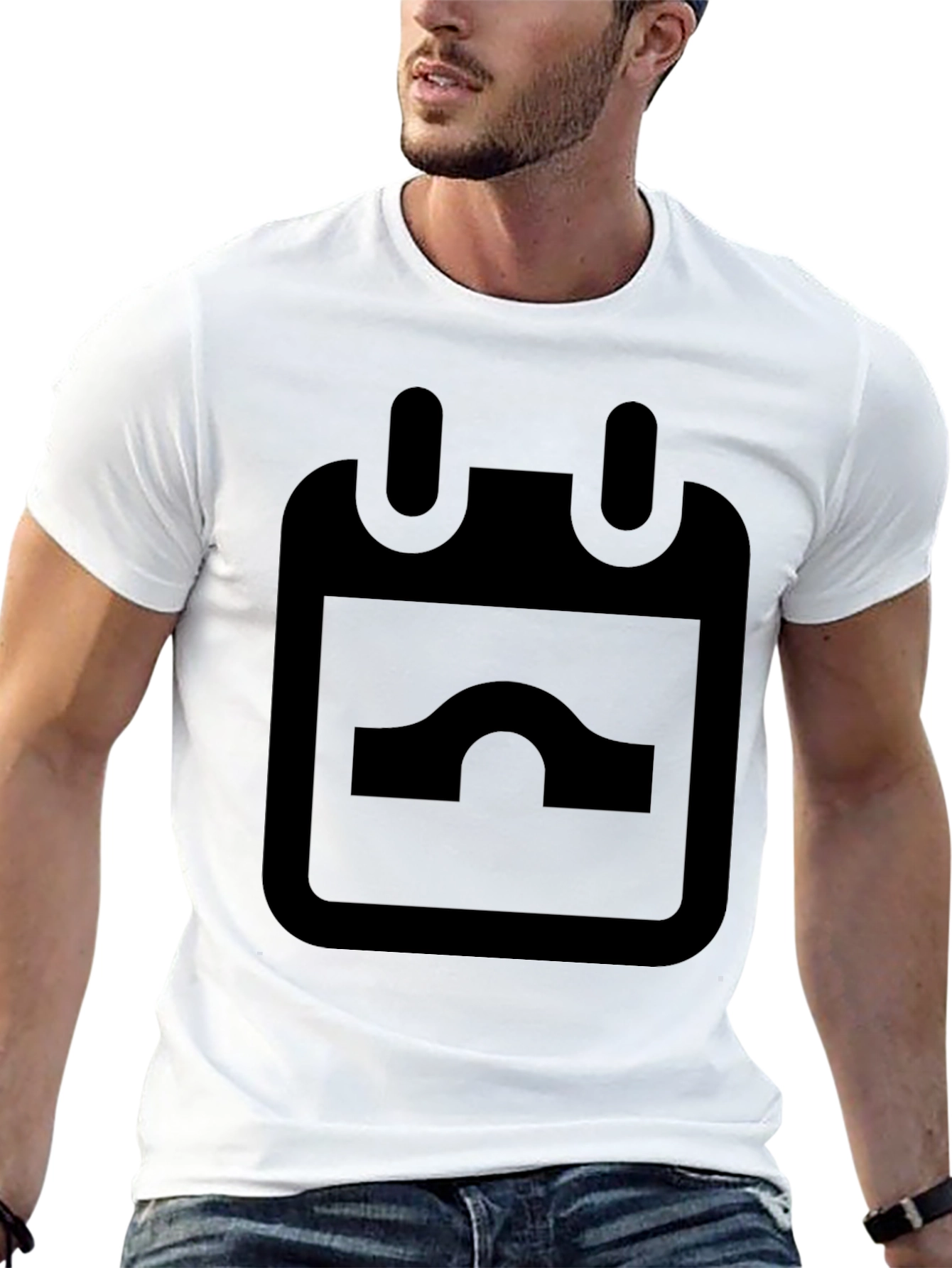 Black Modern Black T-Shirt with Abstract Calendar Graphic view 13