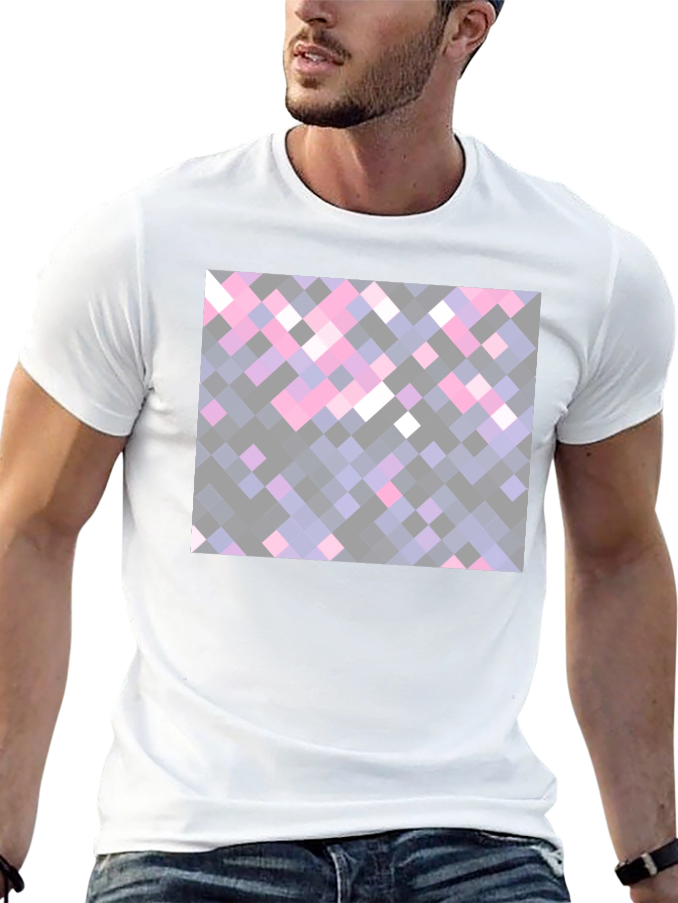 Black Pixelated Squares Black Tee view 13