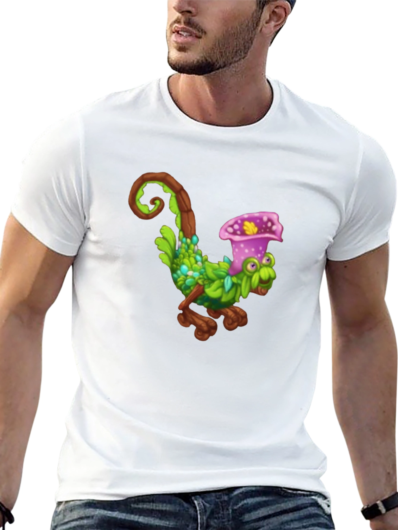 Black Black T-Shirt with Fun Cartoon Creature Design view 13