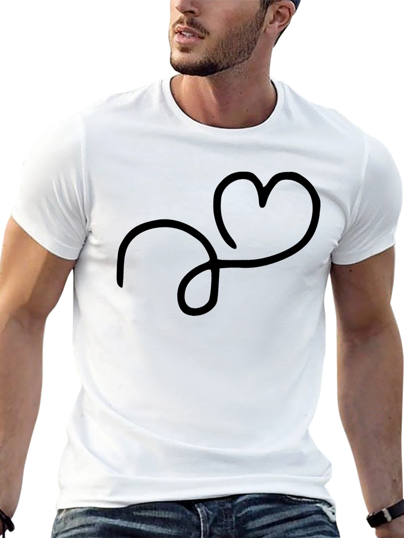 Black Minimalist Heartbeat T-Shirt - Soft Cotton Tee view 13