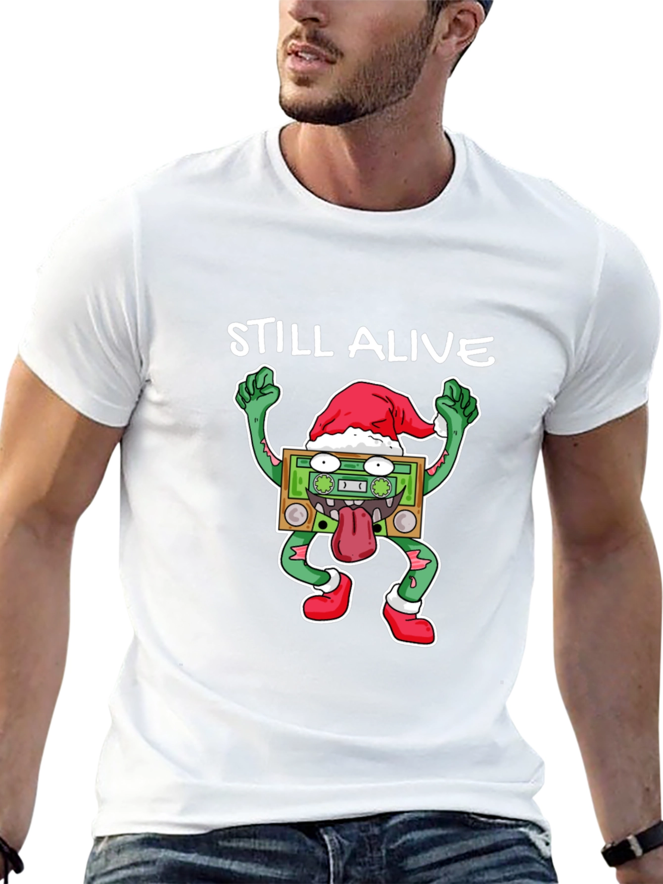 Still Alive Cassette Santa T-Shirt - 13