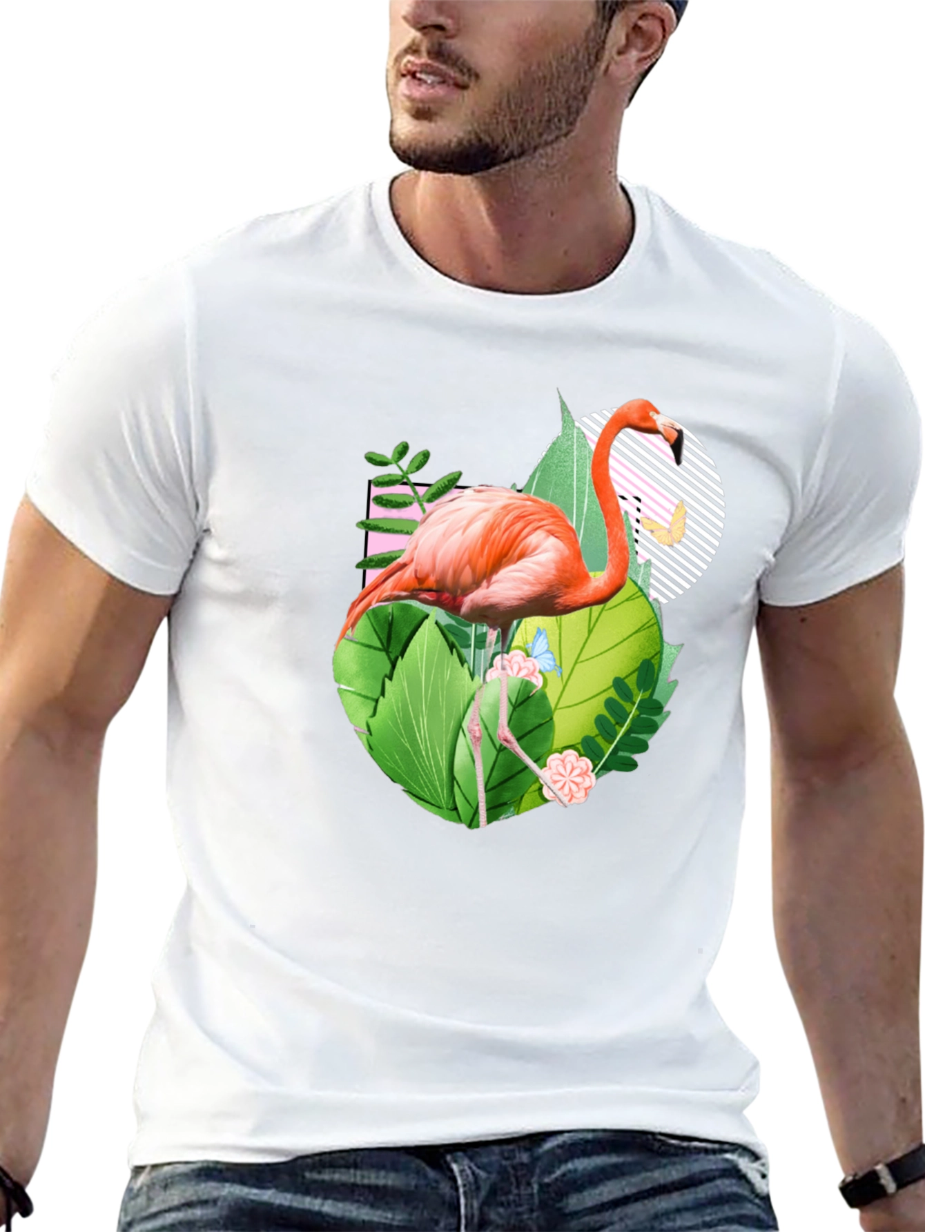 Black Tropical Flamingo Graphic Tee view 13