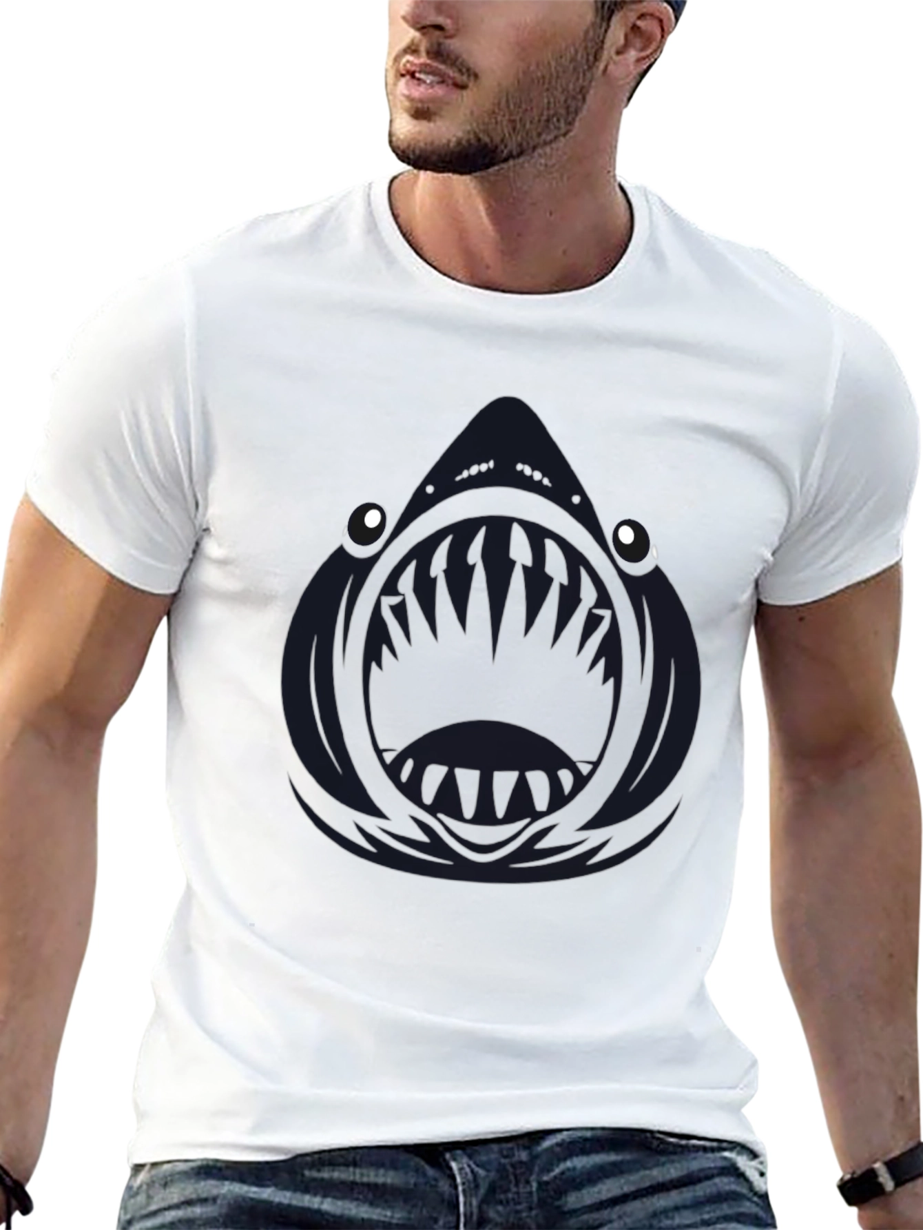 Black Men's Black Angler Fish Graphic T-Shirt view 13