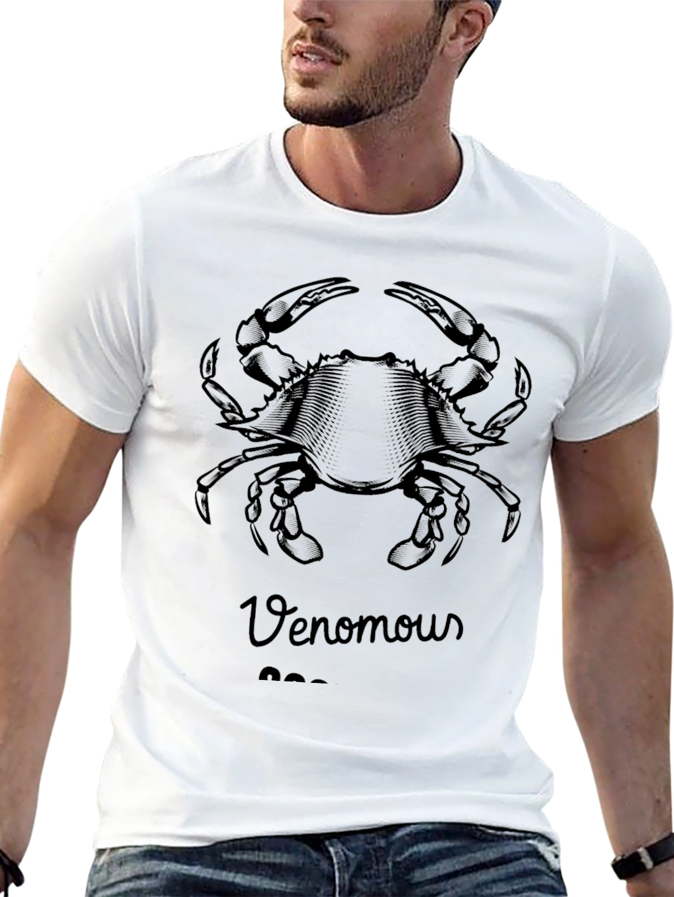 Black Venomous Crab Graphic Tee - Black T-Shirt view 13