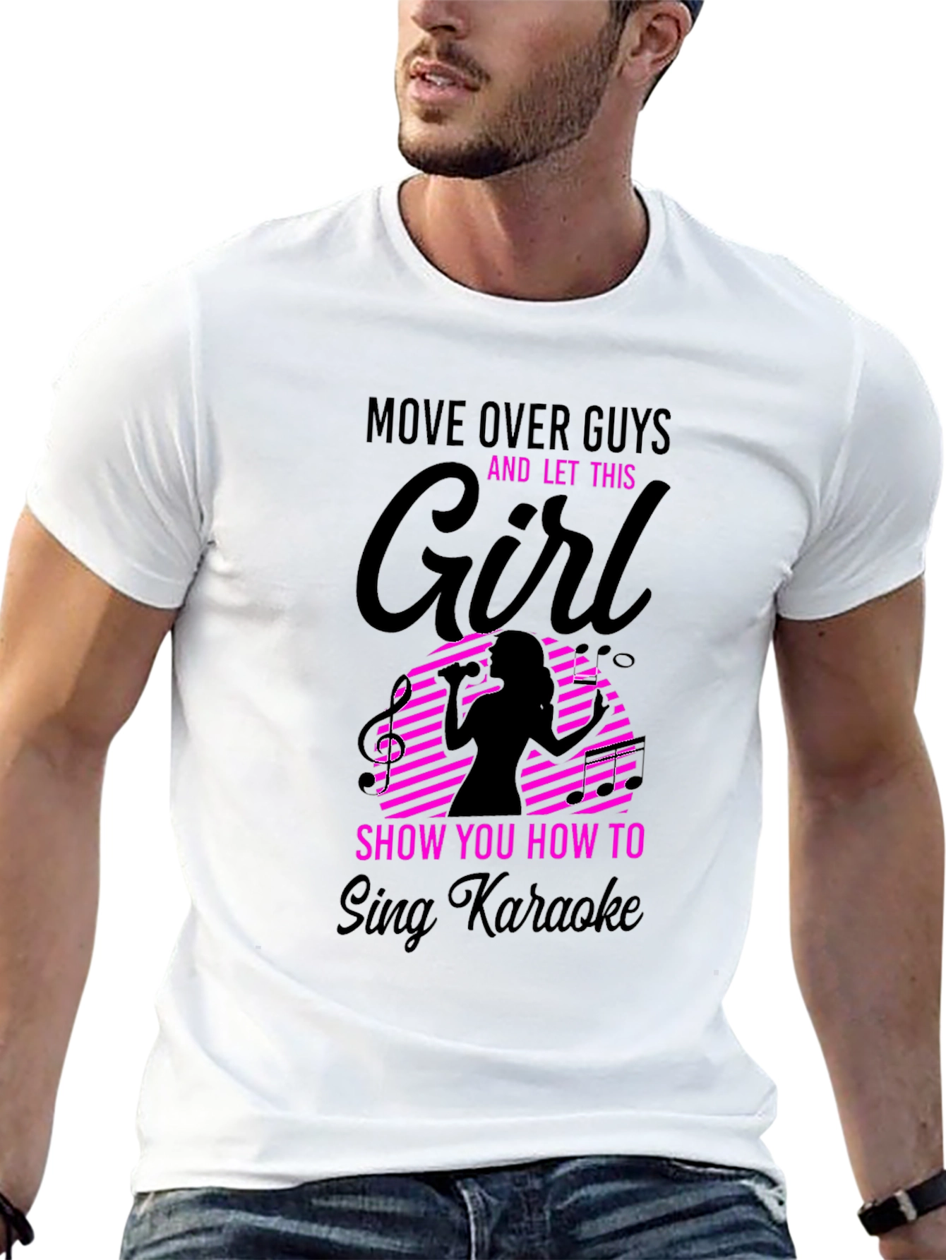 Black Move Over Guys Karaoke Girl Graphic Tee view 13