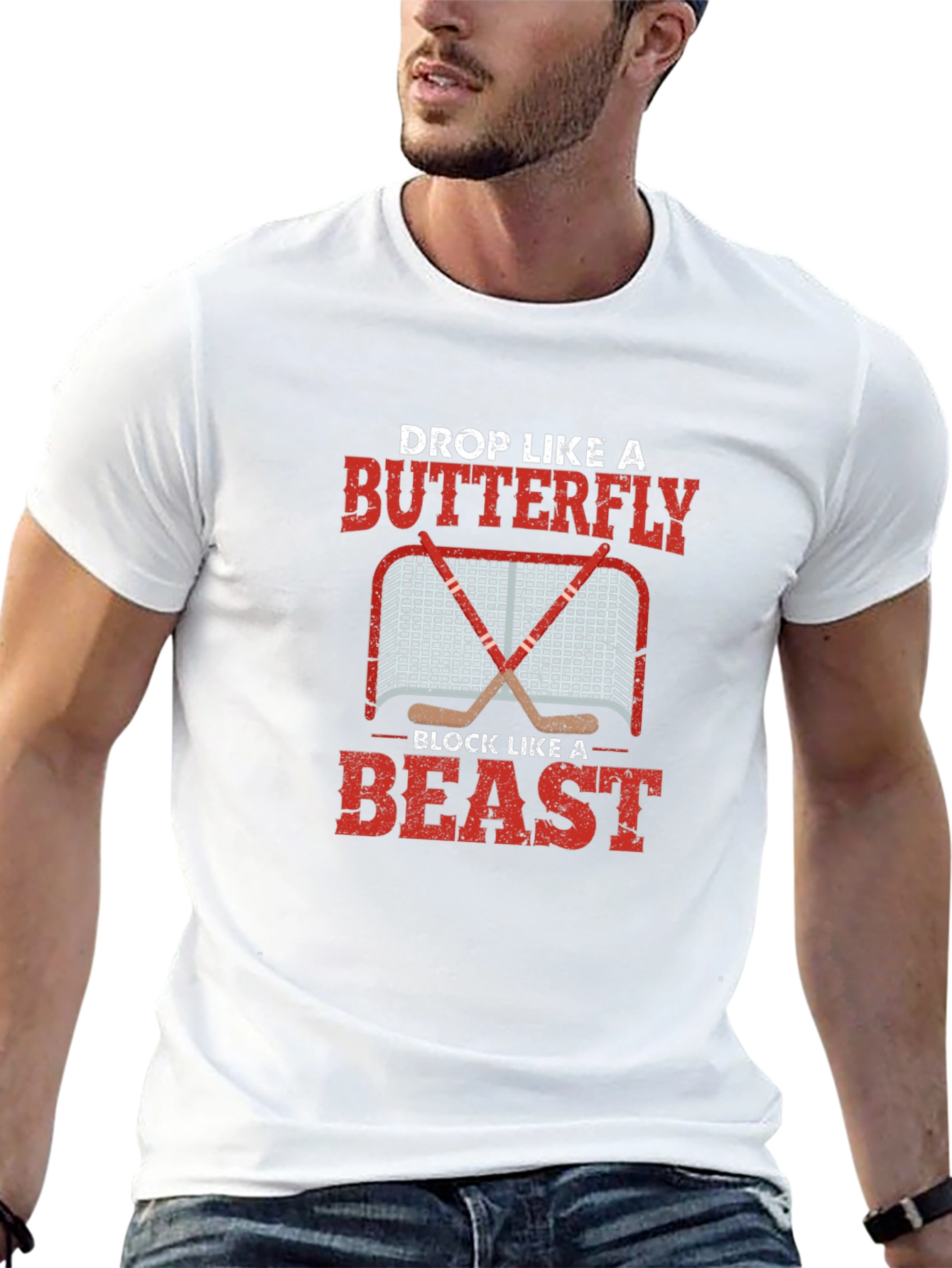 Black Hockey Goalie Butterfly Beast T-Shirt view 13