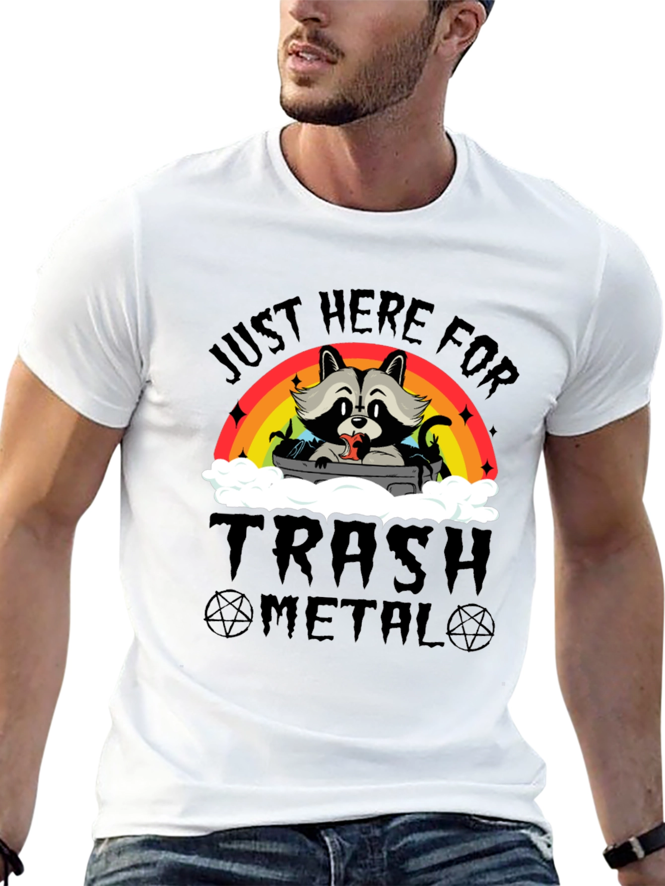 Black Trash Metal Raccoon Graphic T-Shirt view 13