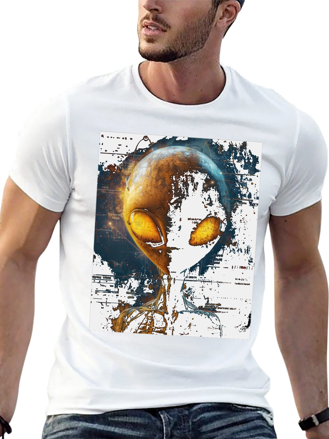 Black Alien Graphic Print T-Shirt - Sci-Fi Streetwear view 13