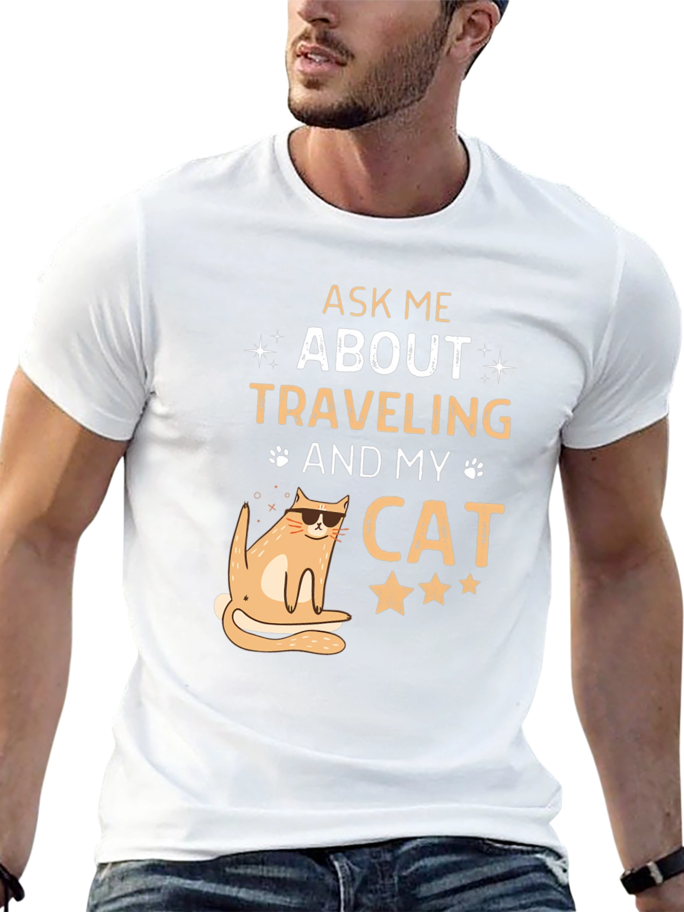 Black Ask Me About Traveling and My Cat T-Shirt view 13