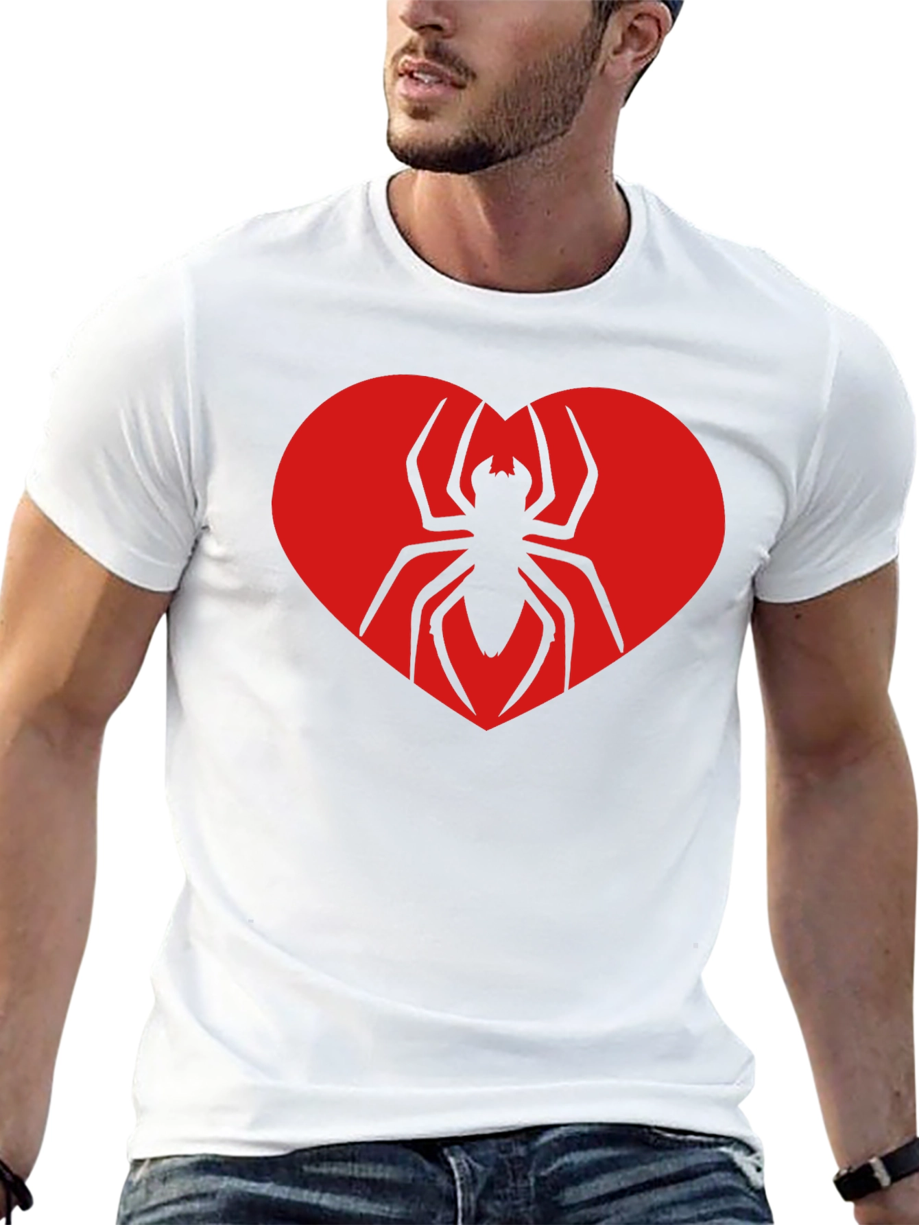 Black Spider Heart Graphic Tee - Black Cotton T-Shirt view 13