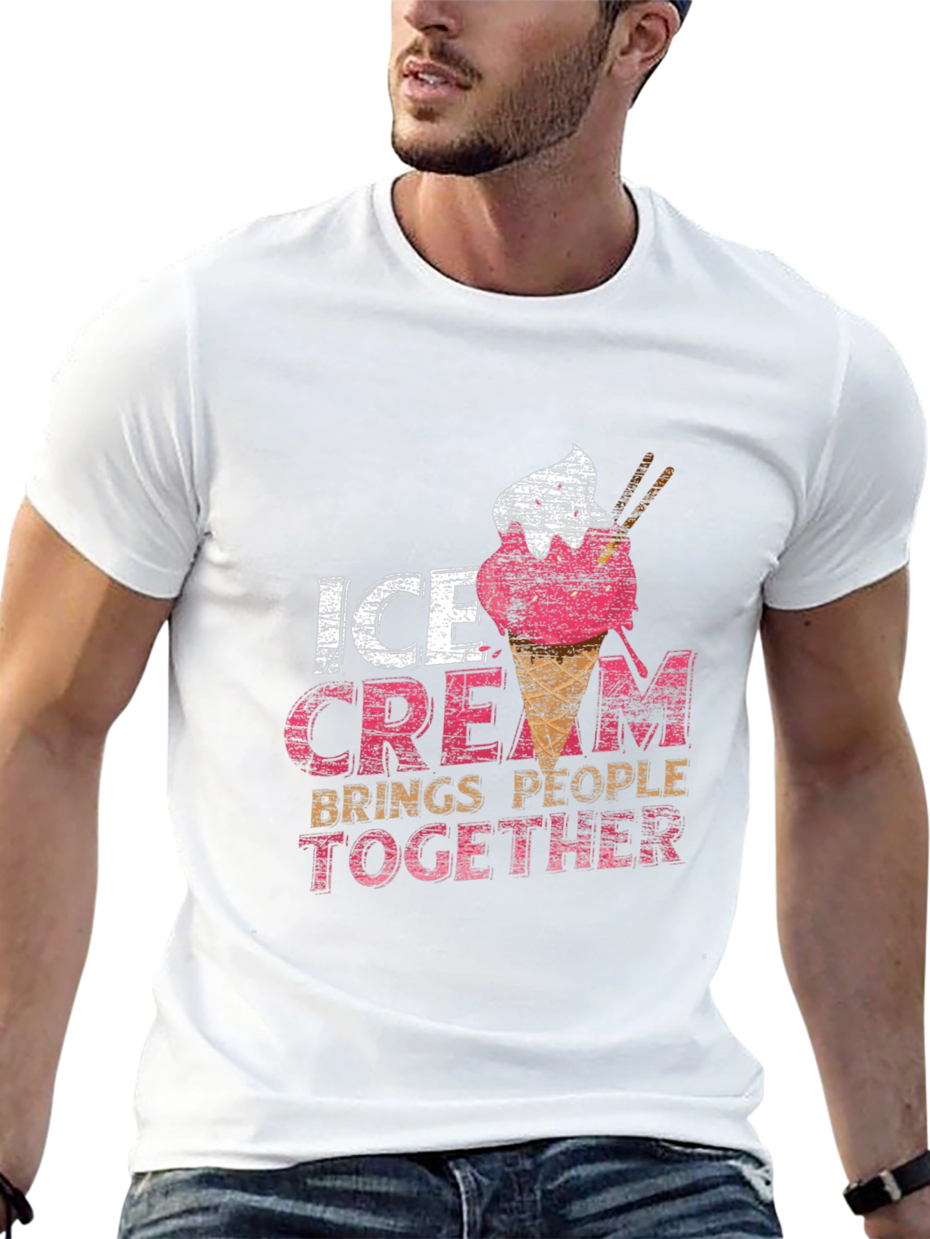 Black Ice Cream Brings People Together Black T-Shirt view 13