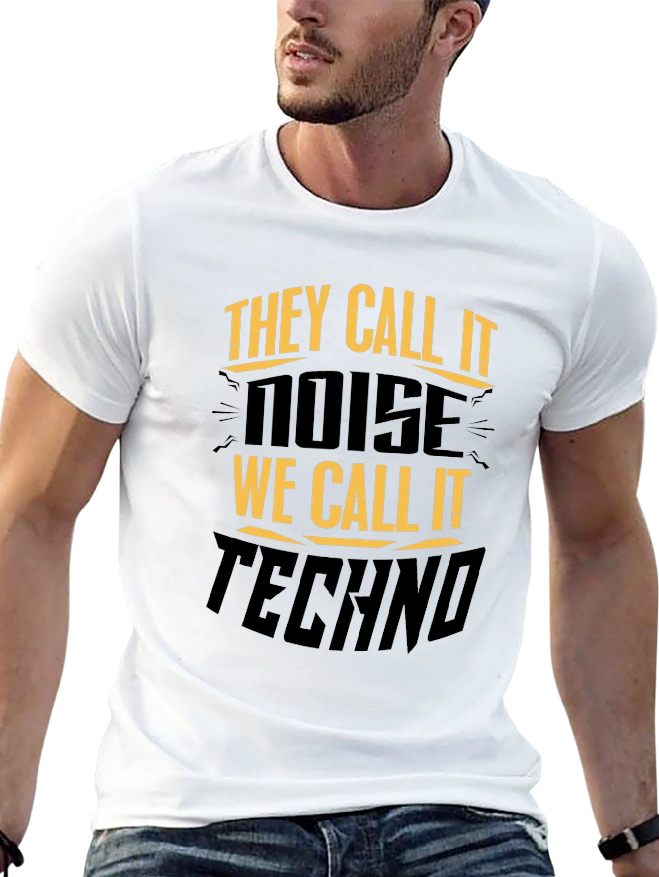Black They Call It Noise Techno Music Black T-Shirt view 13