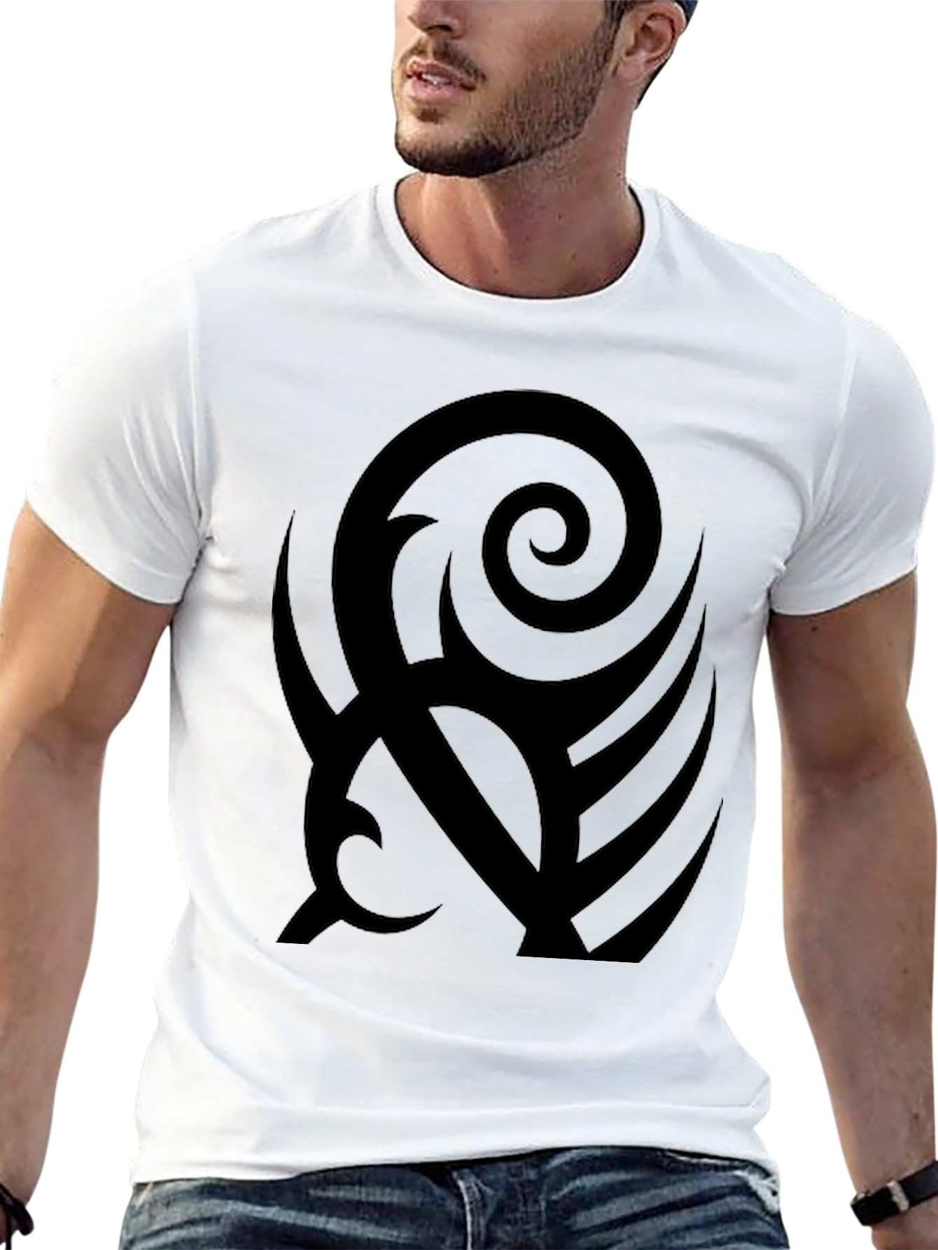 Black Black Tribal Graphic Print T-Shirt view 13