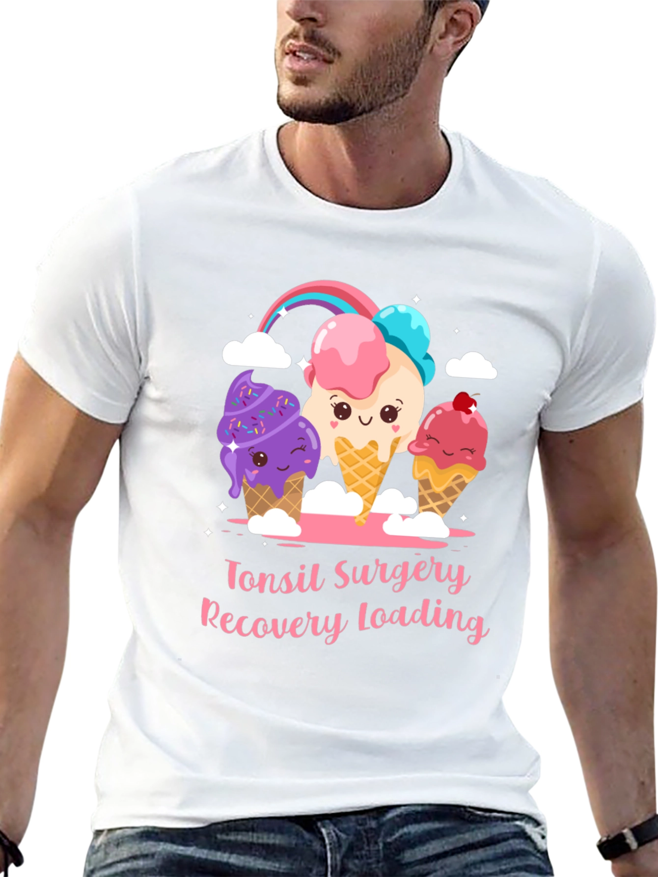 Black Tonsil Surgery Recovery Ice Cream T-Shirt view 13