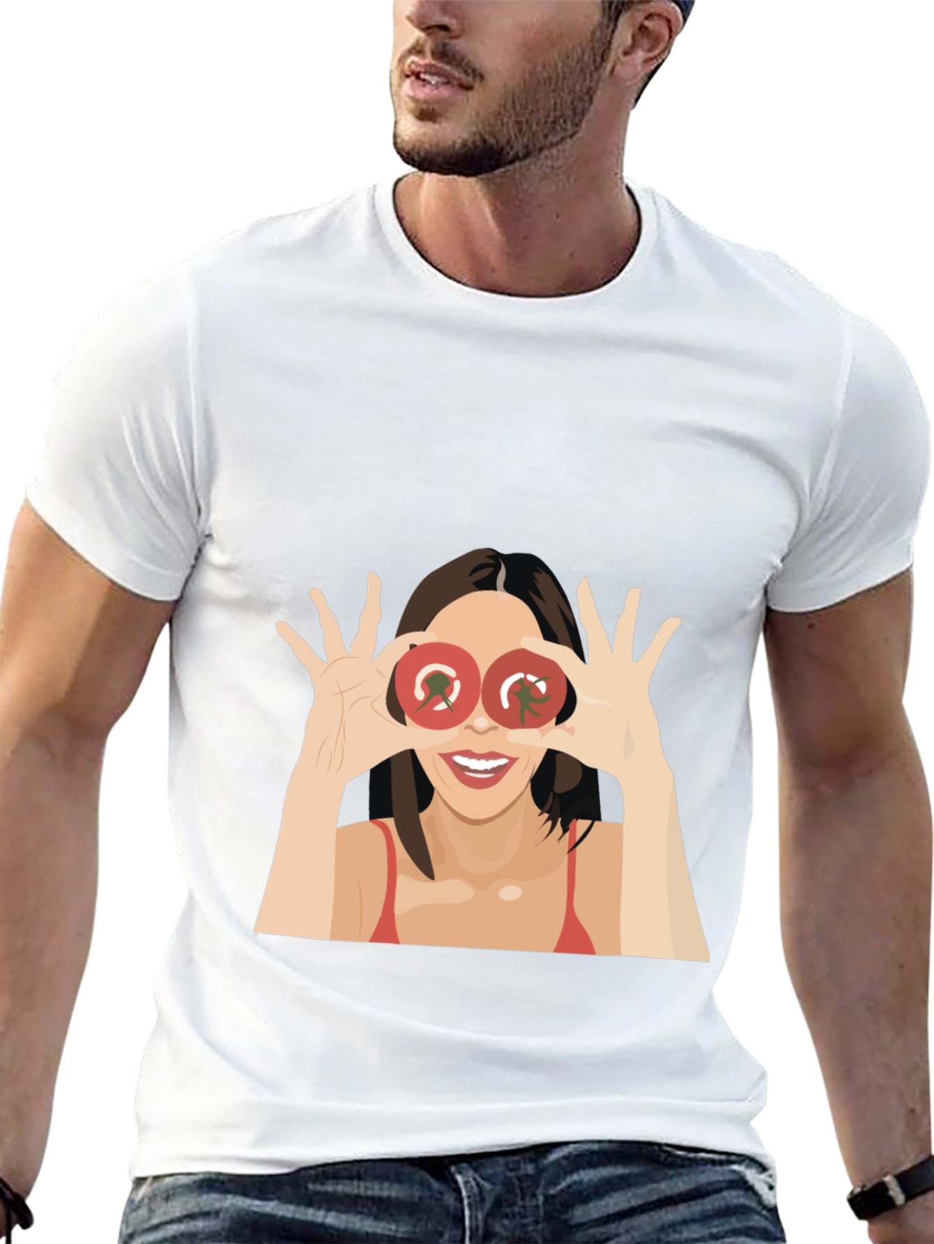 Black Tomato Eyes Graphic Tee - Funny Women's T-Shirt view 13