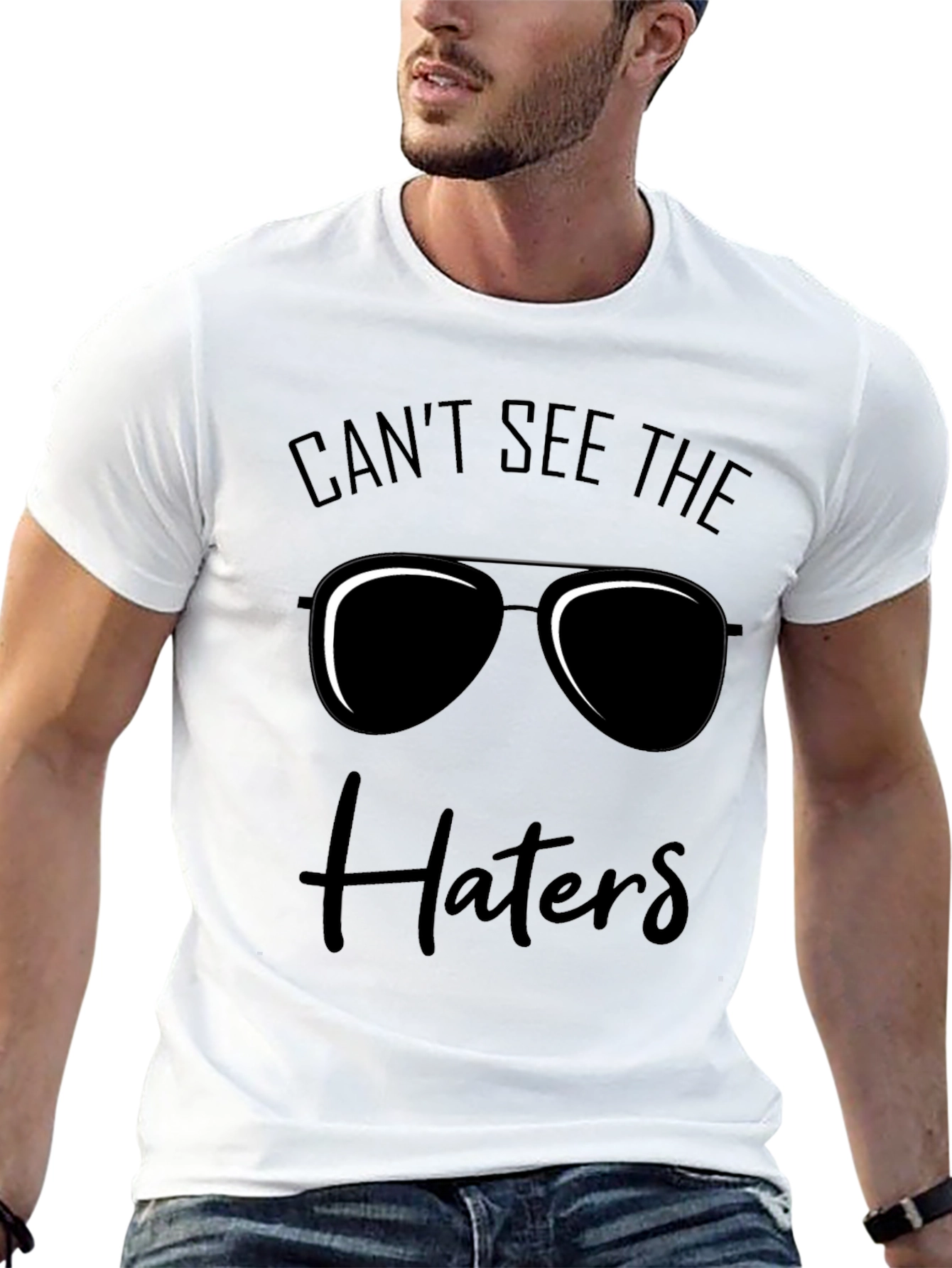 Black Can't See the Haters T-Shirt - Cool Graphic Tee view 13