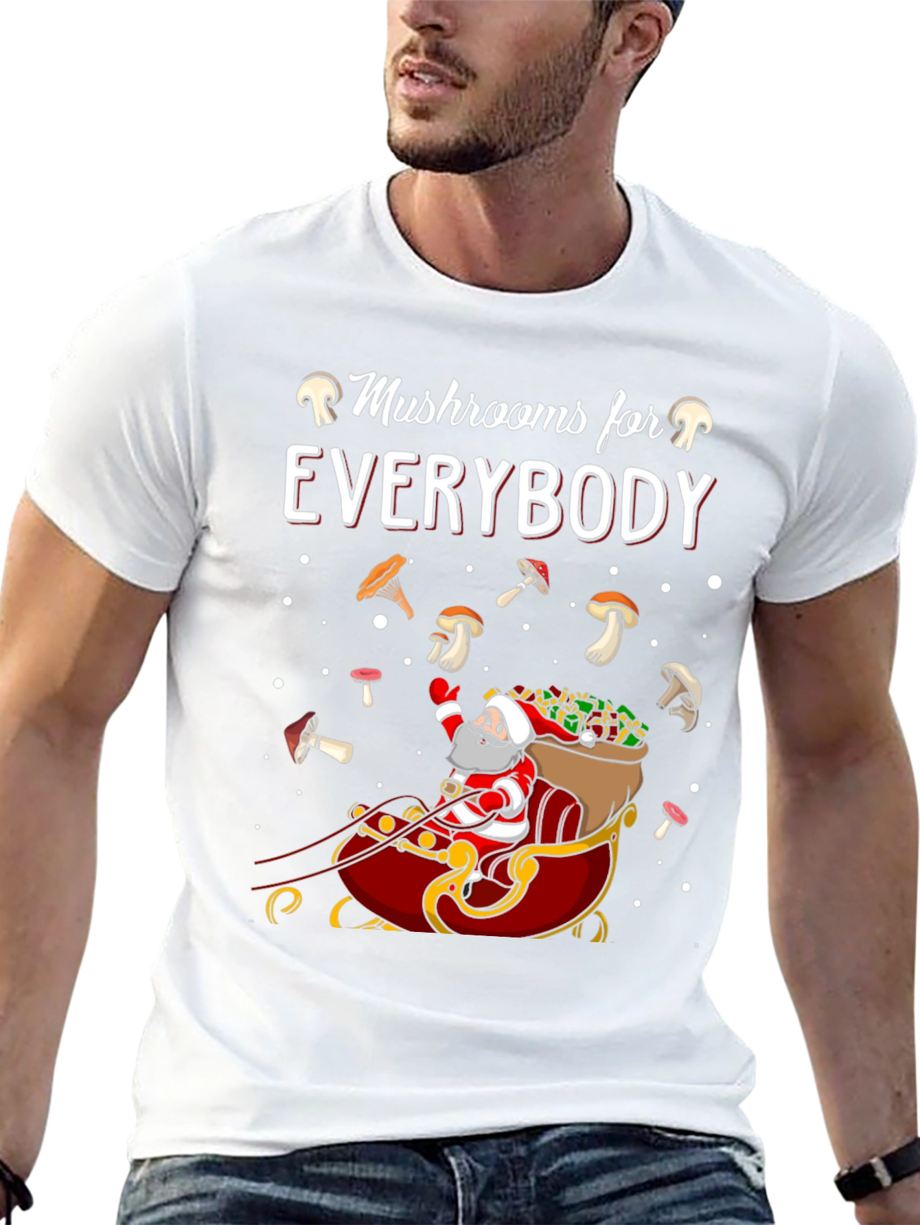 Black Mushroom Lovers Santa Sleigh Graphic Tee view 13