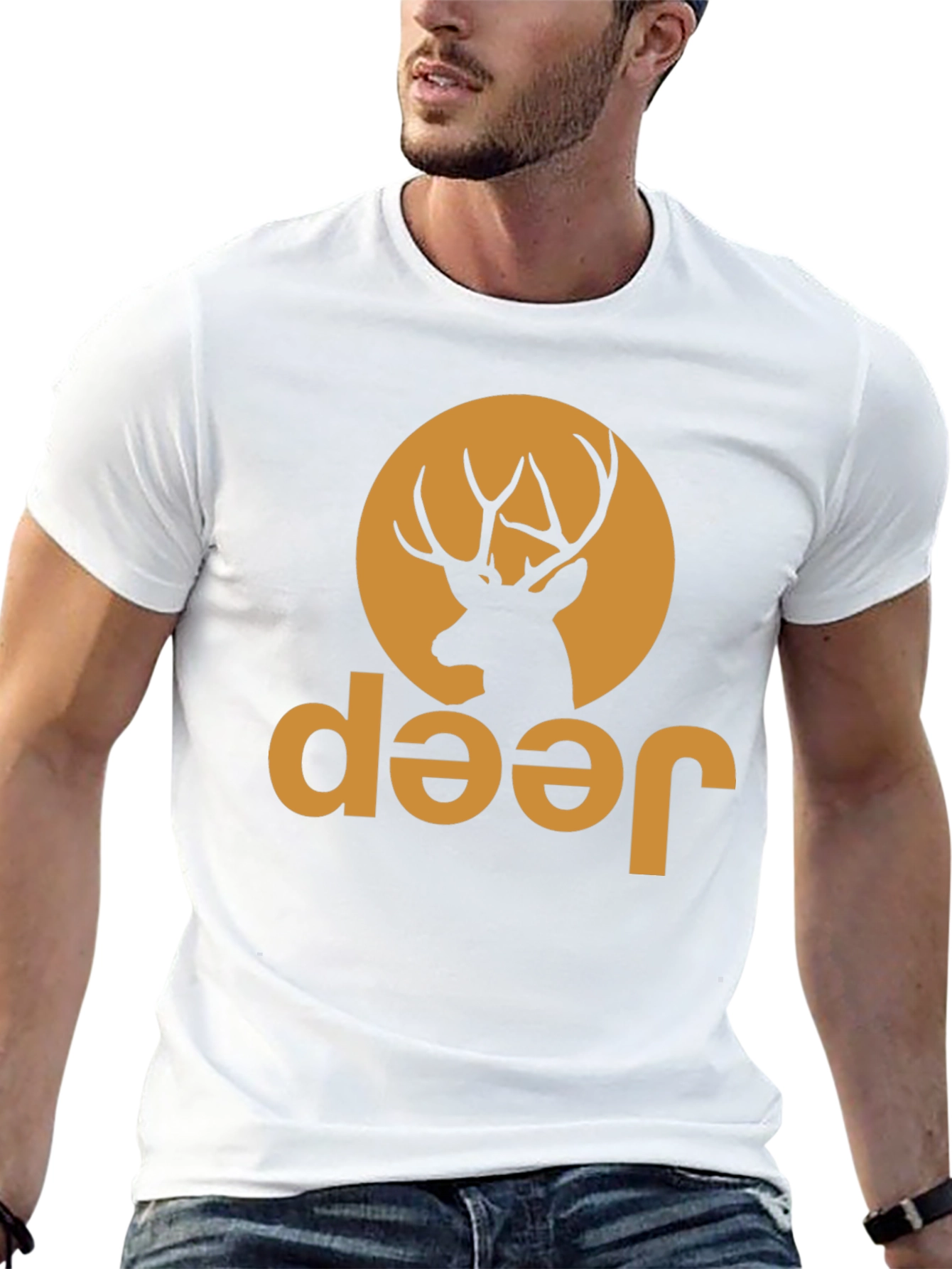 Black Deer Jeep Graphic Tee - Black Novelty T-Shirt view 13