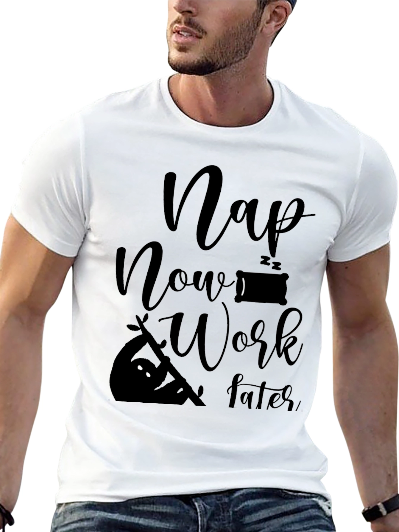 Black Nap Now Work Later Men's Graphic Tee view 13