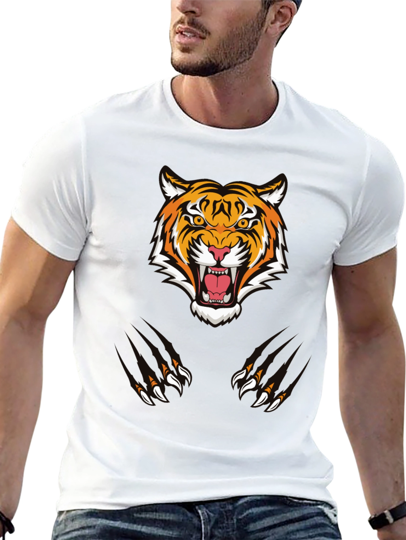 Black Tiger Graphic Tee - Black Cotton Comfort view 13