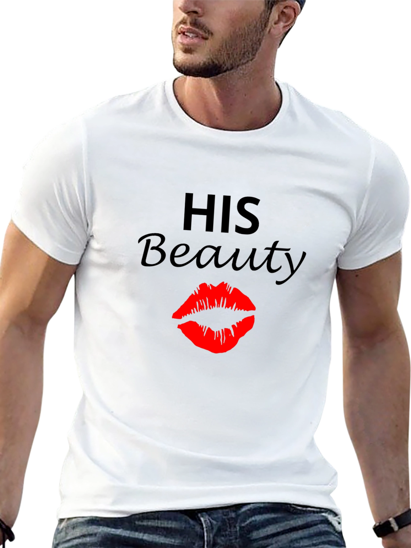 Black His Beauty Graphic Tee - Black Crew Neck view 13
