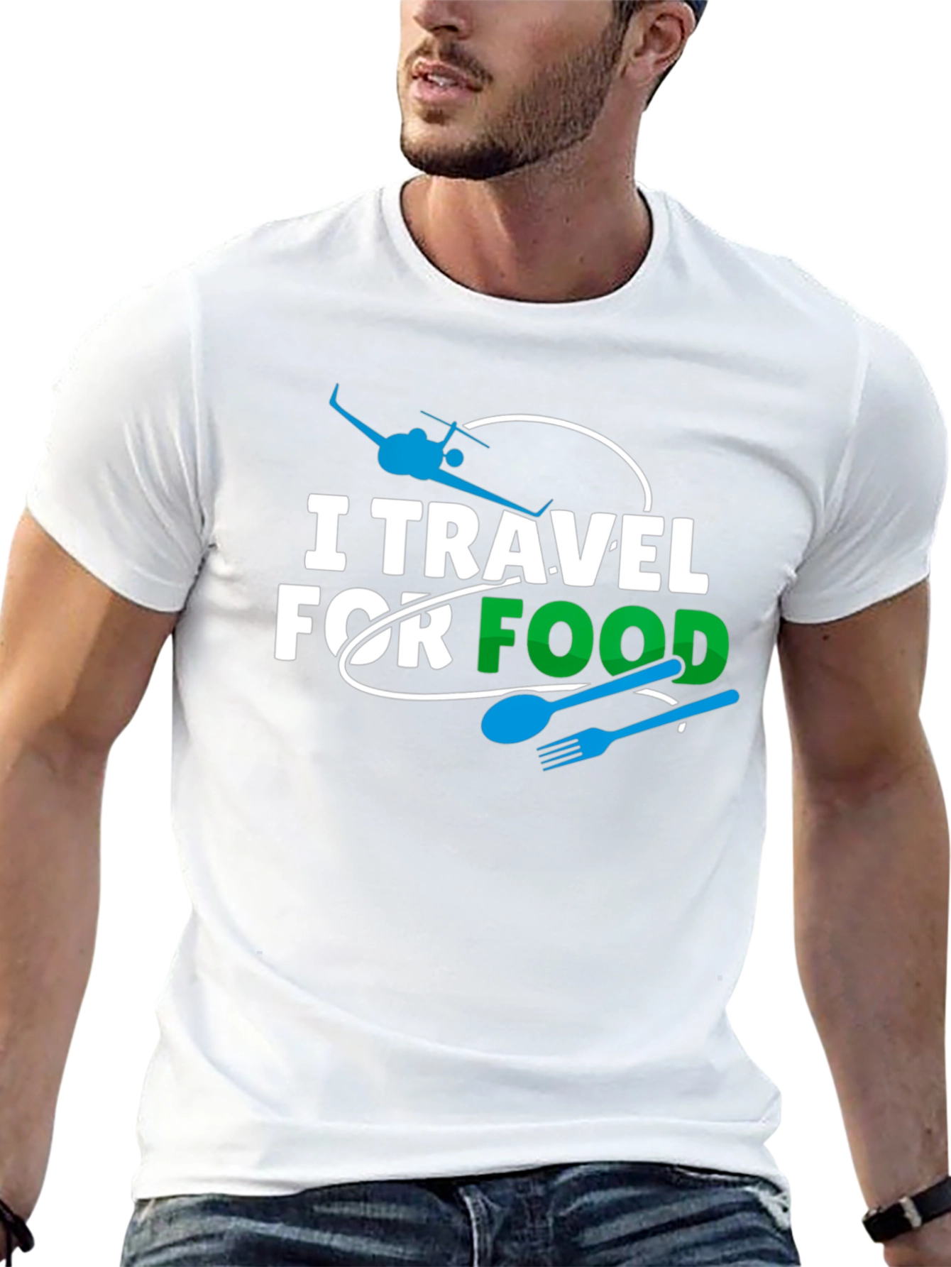 Black I Travel For Food Black Graphic Tee view 13