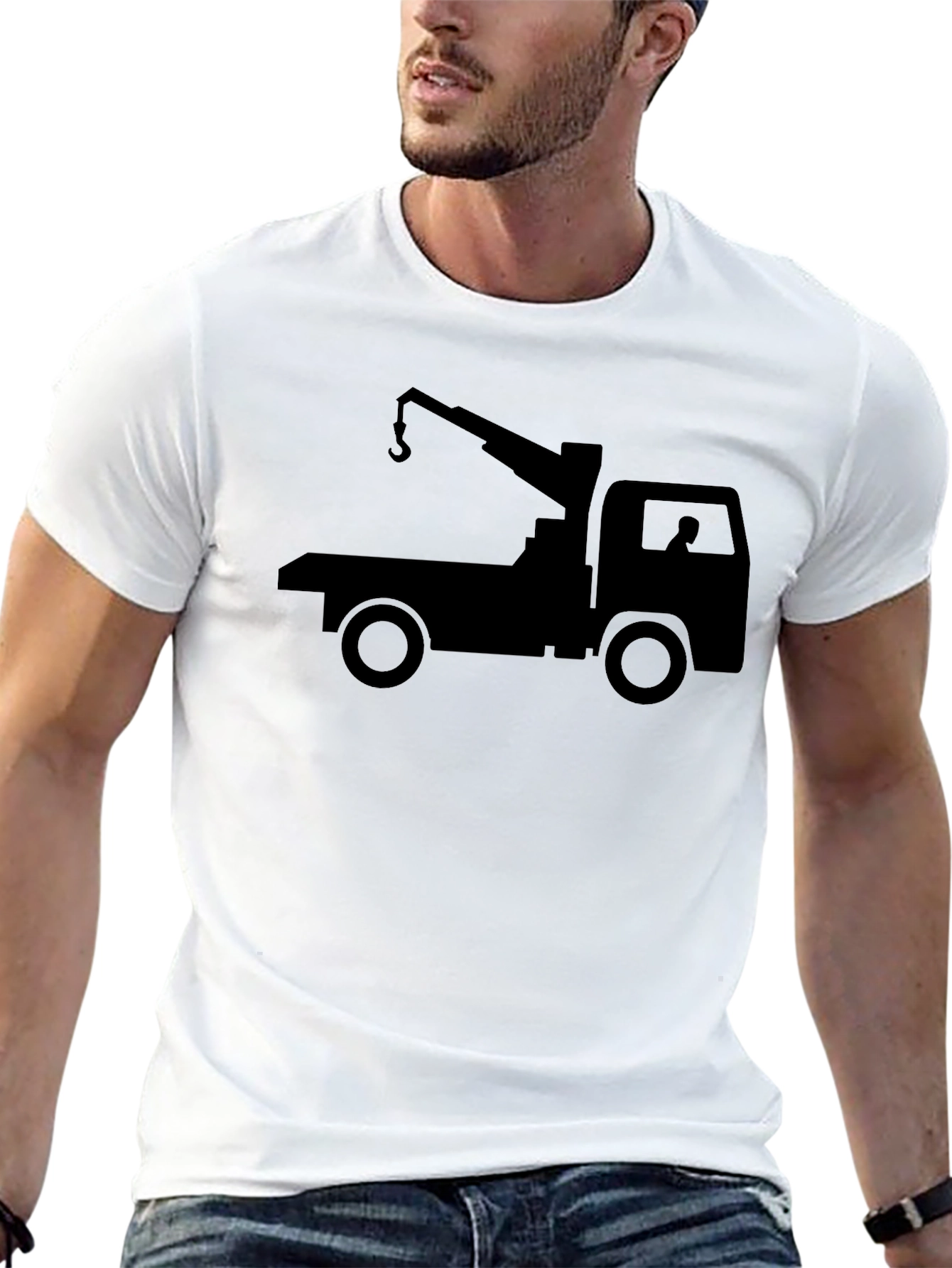 Black Black Crane Truck Graphic Tee - Men's Short Sleeve Crew Neck view 13