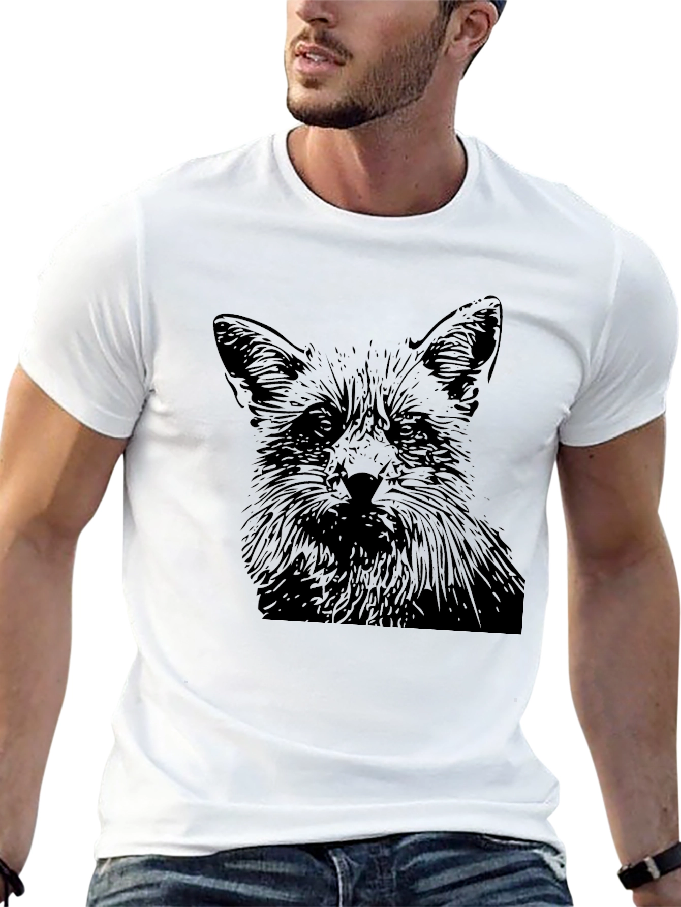 Black Fox Graphic Print Black T-Shirt view 13