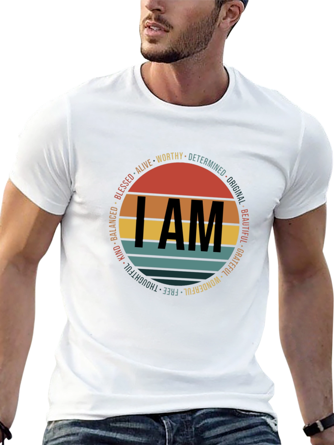 Black I AM Graphic Print Crew Neck T-Shirt view 13
