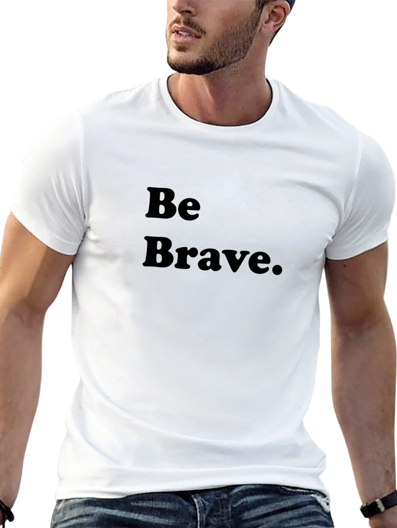 Black Be Brave Black T-Shirt - Motivational Tee view 13