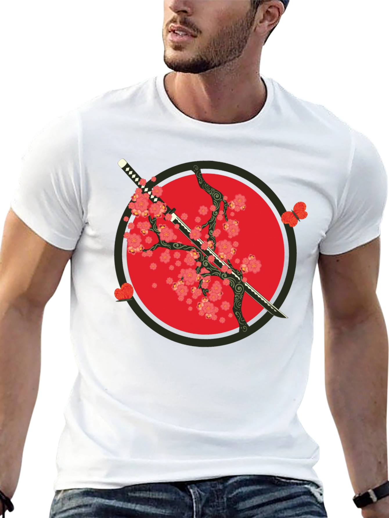 Black Katana & Blossom Graphic Tee view 13