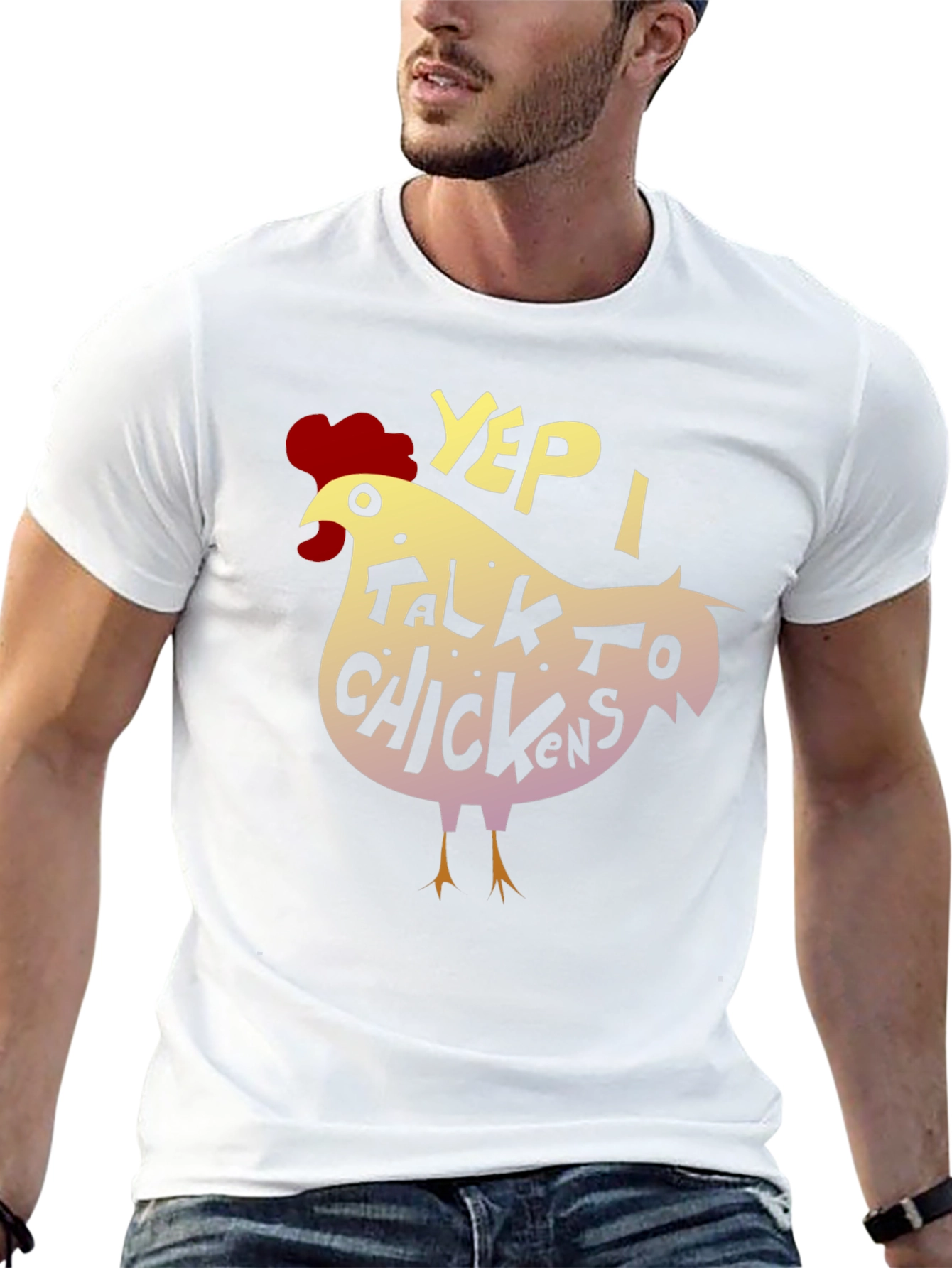 Black Yep, I Talk to Chickens - Novelty Graphic T-Shirt view 13