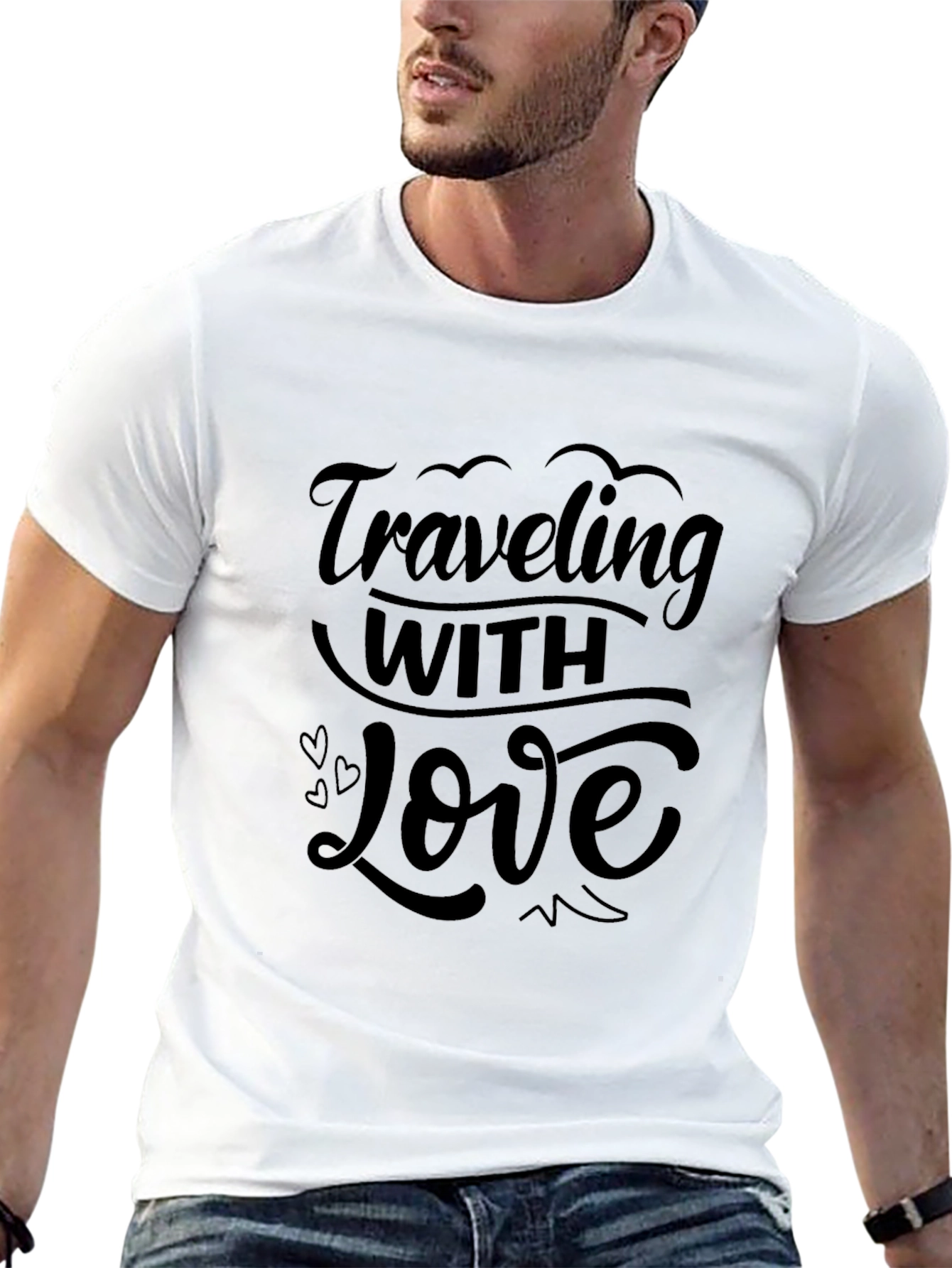 Black Traveling with Love Black T-Shirt view 13