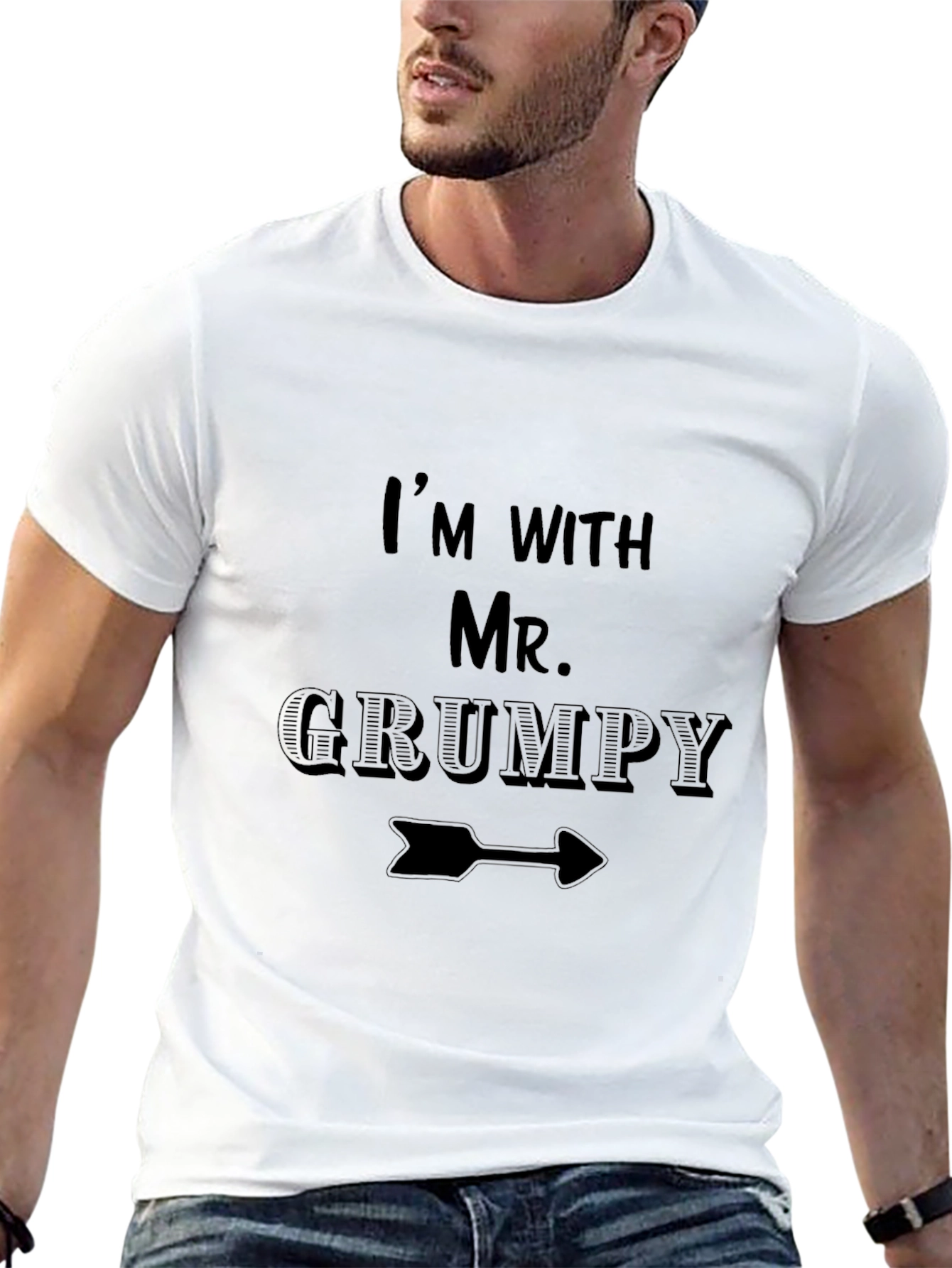 Black I'm with Mr. Grumpy Funny Novelty T-Shirt view 13