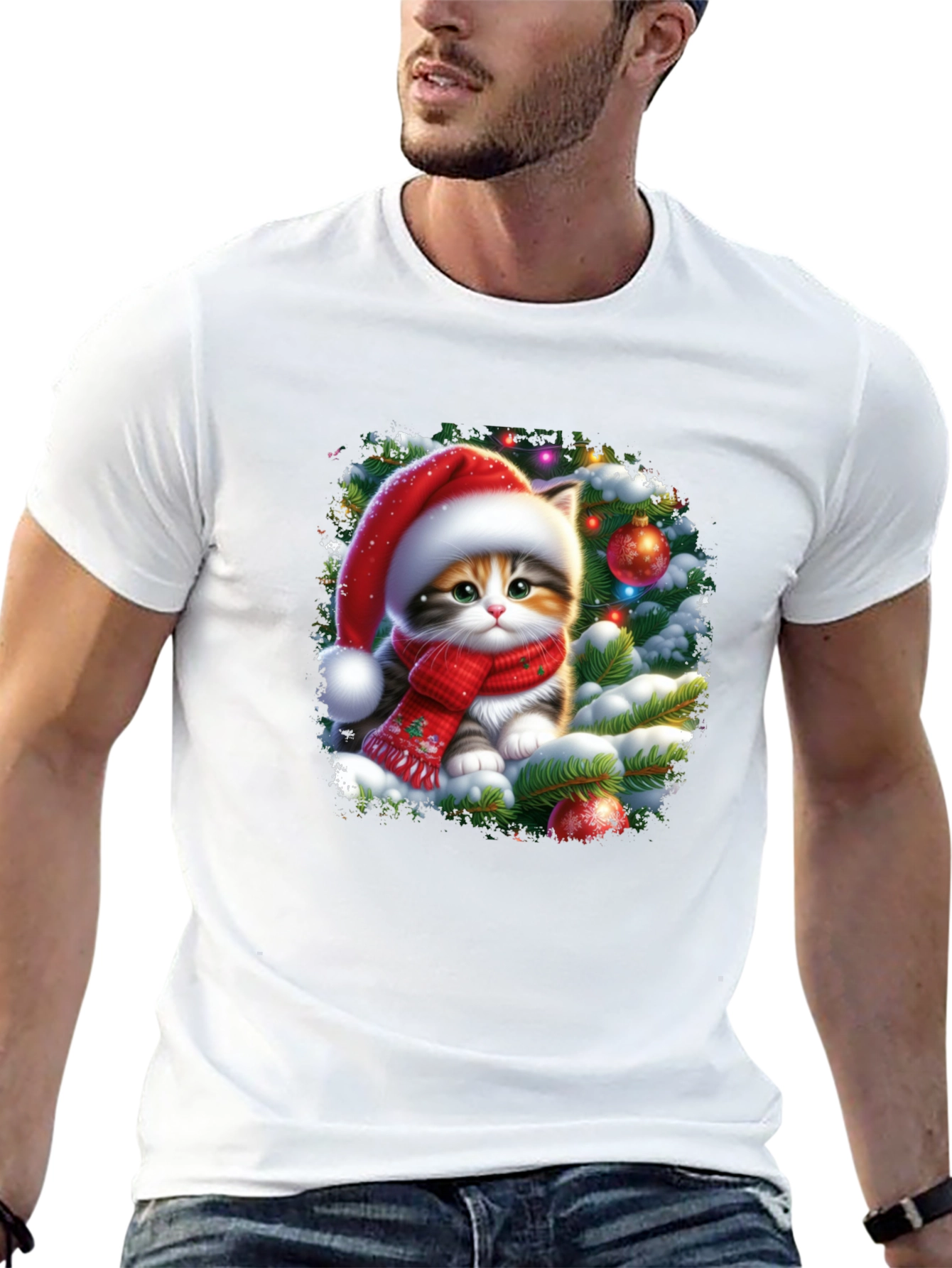 Festive Kitten Christmas T-Shirt - 13
