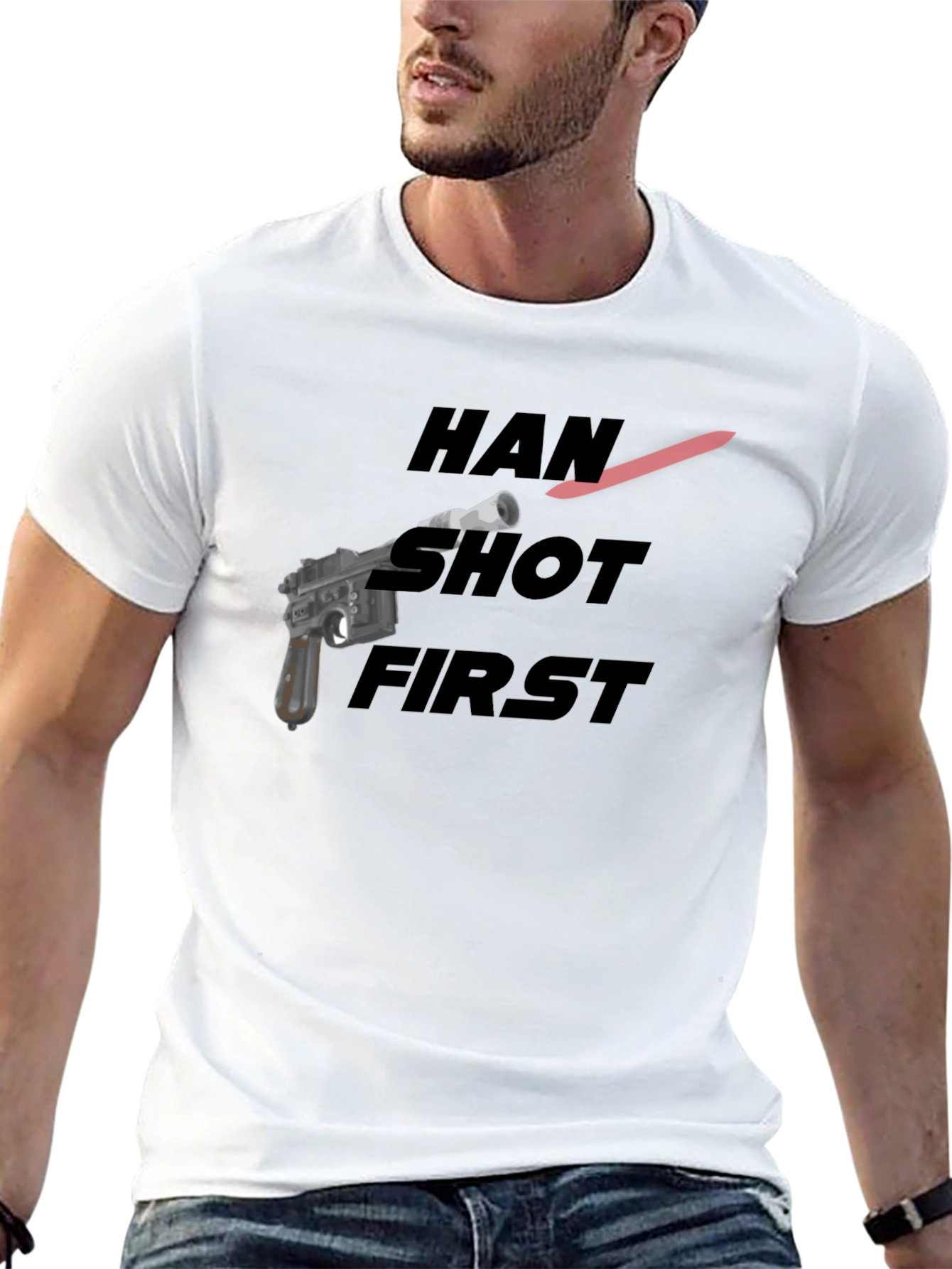 Black Han Shot First Graphic Tee - Black Cotton Blend view 13